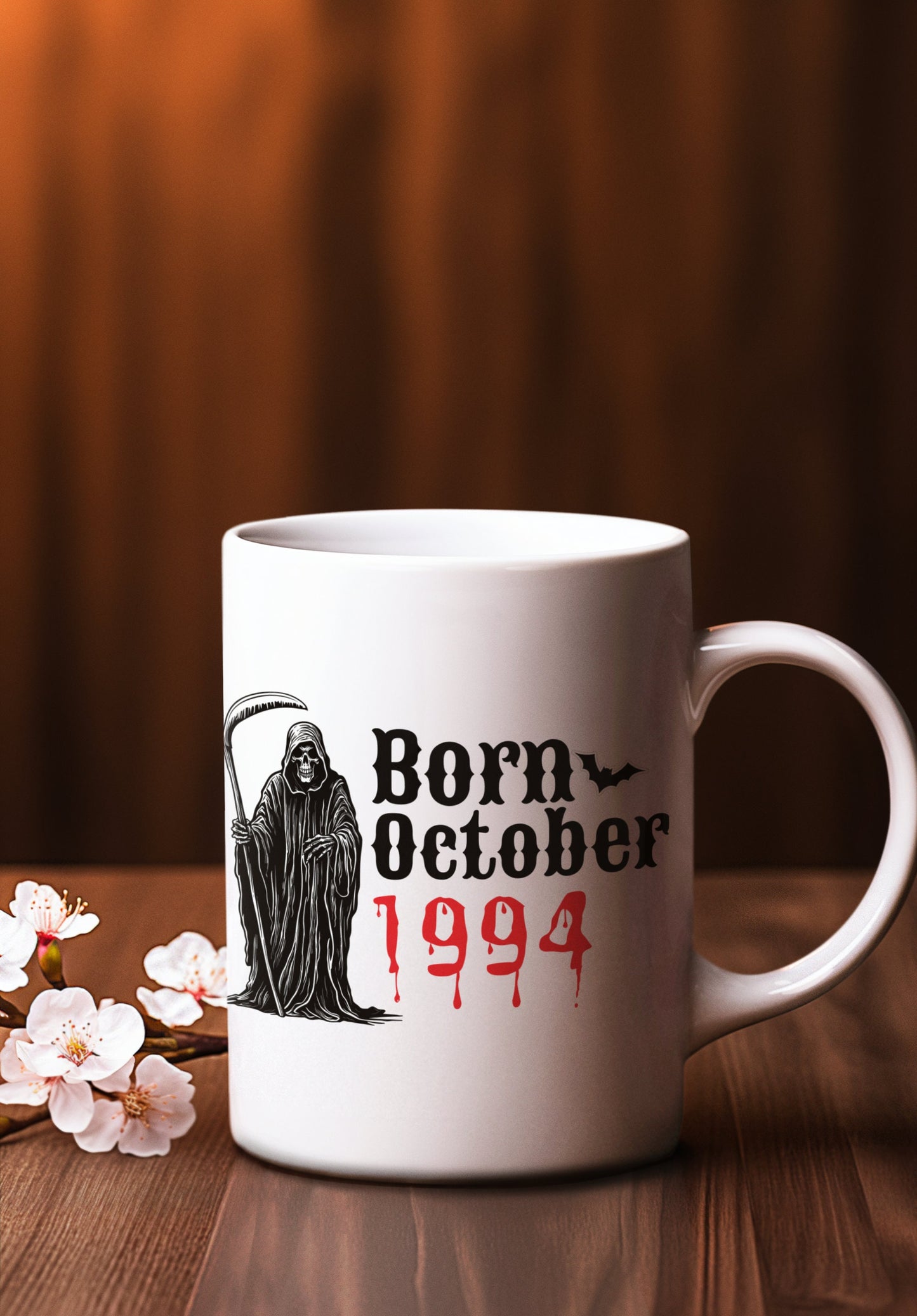 Born in October 1994 Halloween Mug Funny Birthday Mug Gift for Men Women 30th Halloween Reaper Mug Spooky 1994 Mug 30th Birthday Mug Gifts