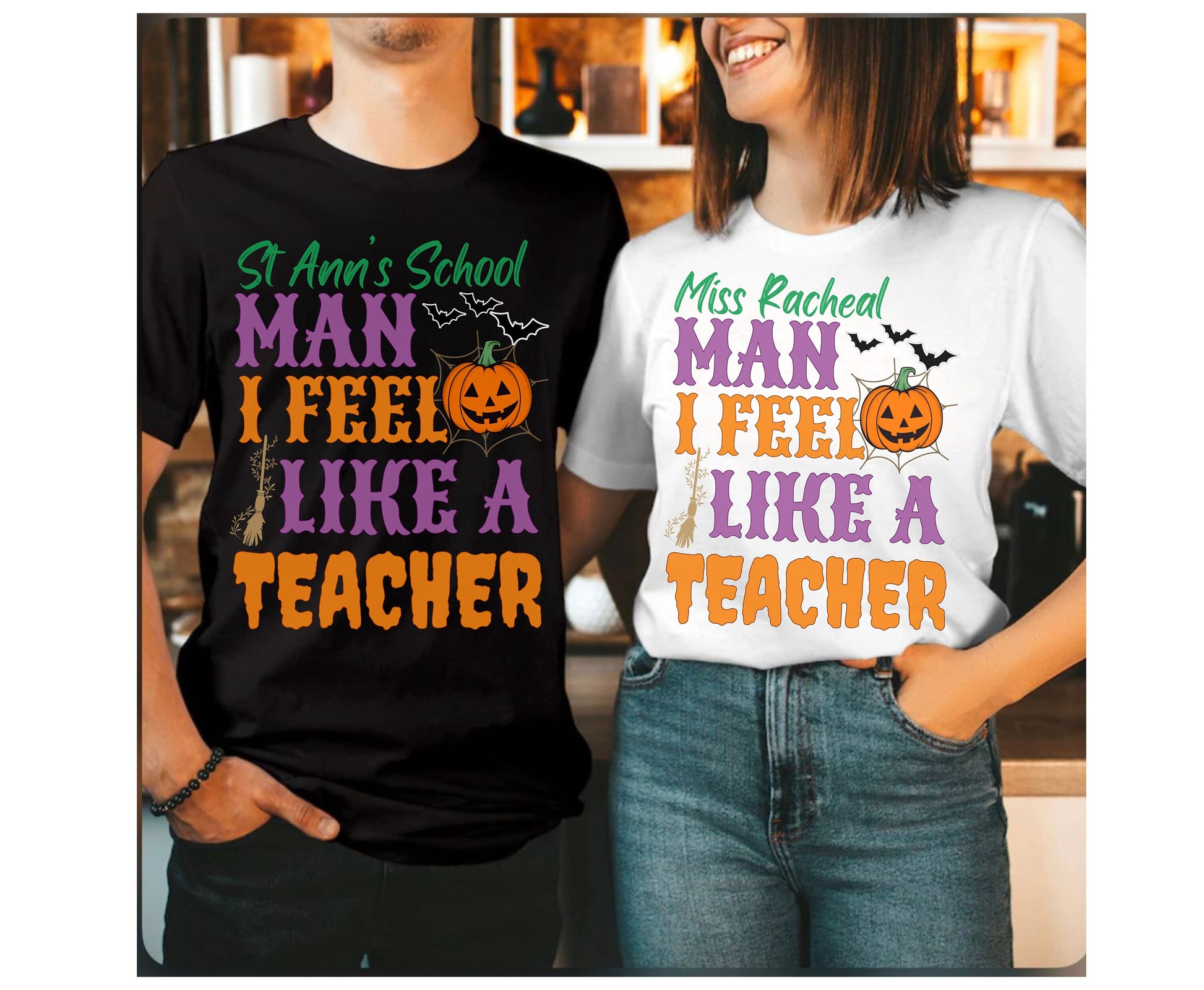 CUSTOM HALLOWEEN TEACHER Shirt Man I Feel Like a Teacher Ghoul Spooky Trendy Teacher Halloween Tee Shirts Sweatshirt for men women him her