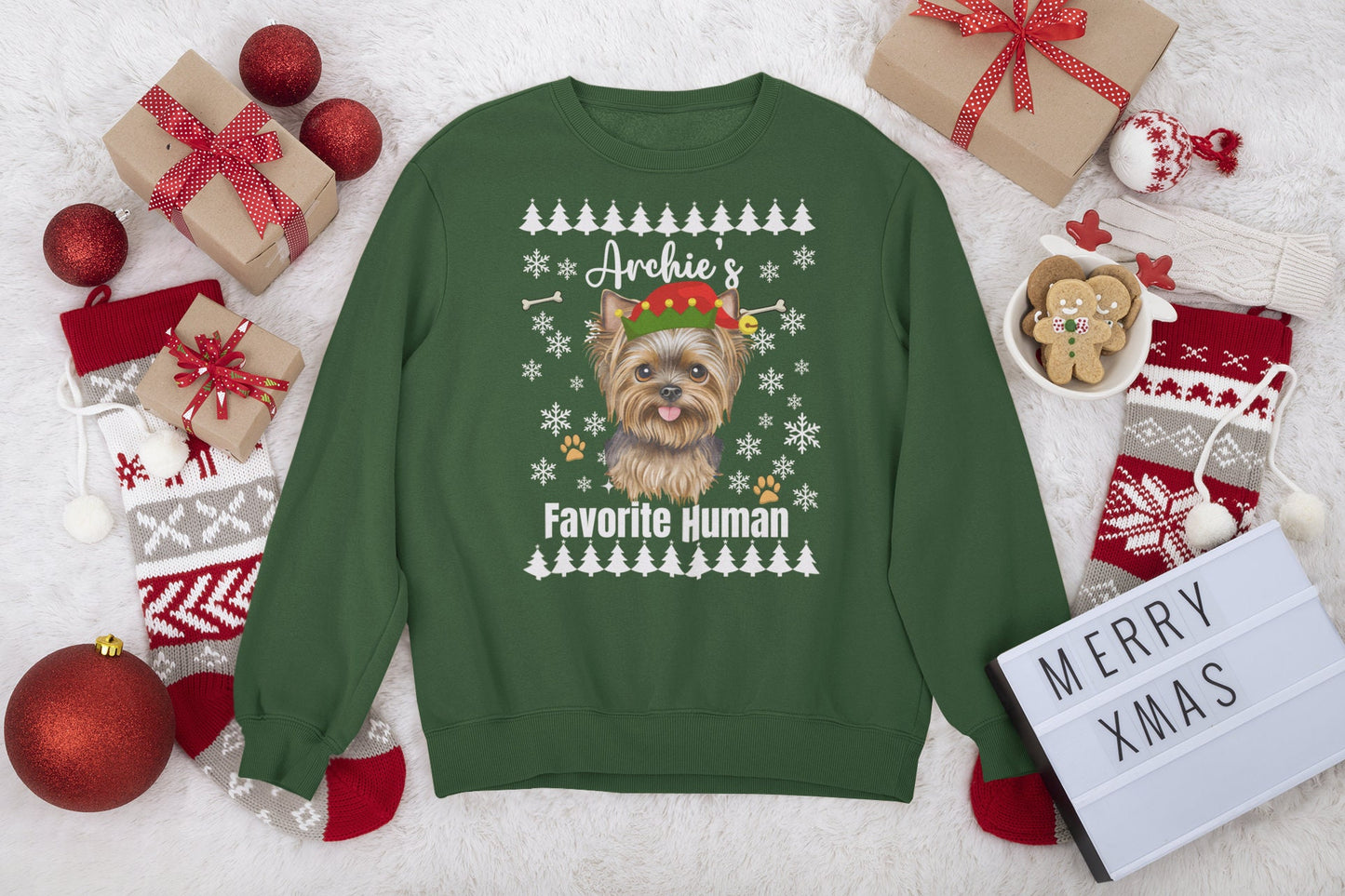 Custom Yorkie Winter Sweatshirt Christmas Elf Lover Tee Shirt Yorkshire Terrier Mom Dad Hoodie Sweater gifts for Dog Owner dog lover T-shirt