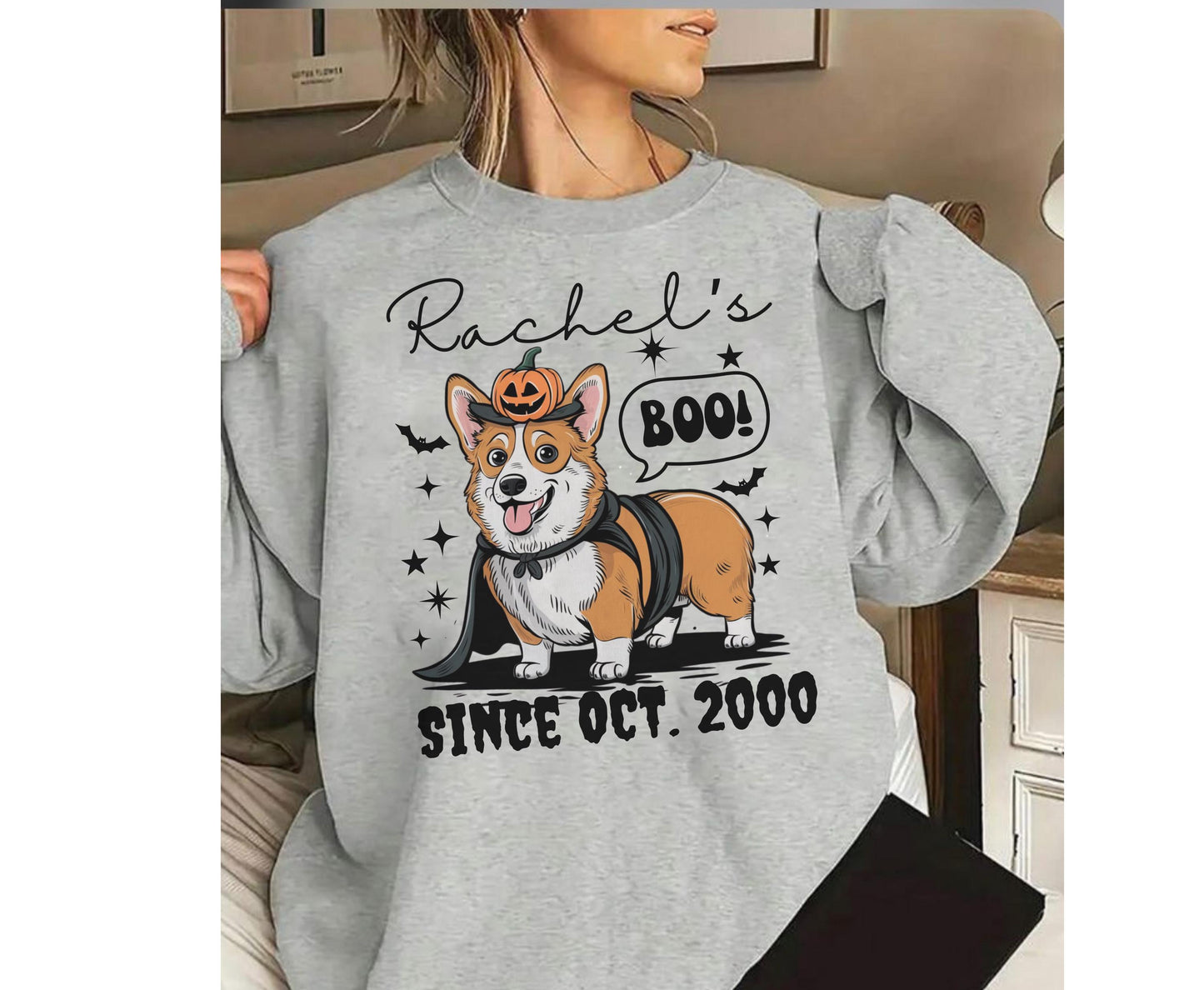 Personalized Corgi Lover Halloween Shirt | Custom Spooky Corgi Mom/Dad Tee Sweatshirt Hoodie