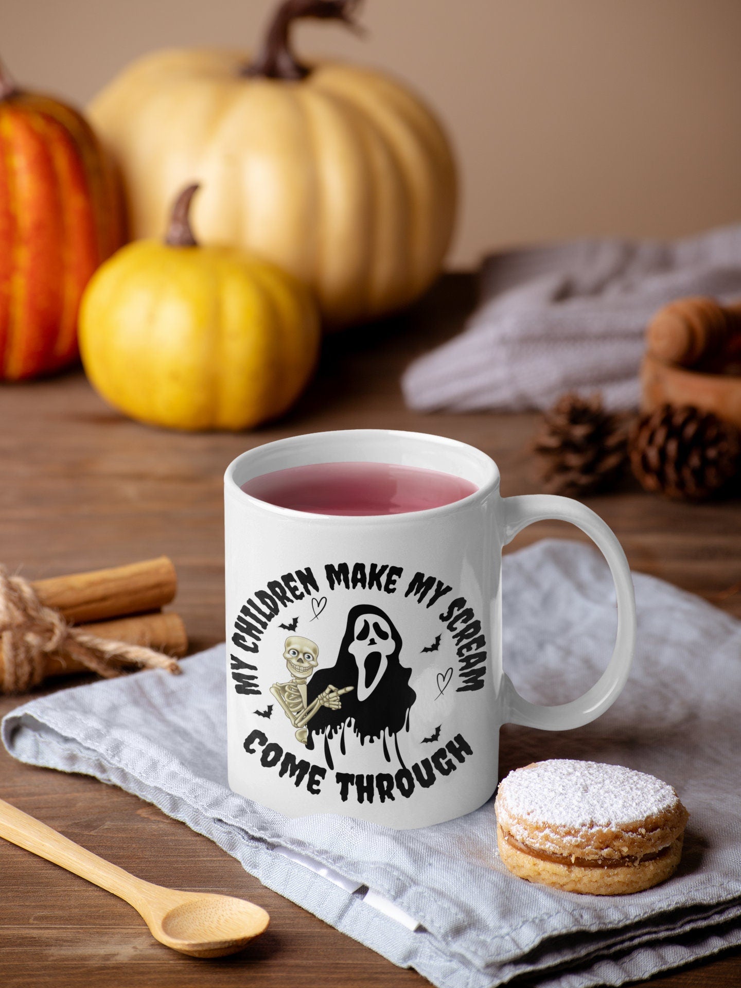 My Children Make My Scream Come Through HALLOWEEN MOM Dad MUG Trendy Halloween Mug Gifts for Parents Halloween Mama Dad Joke Horror Mum Mugs