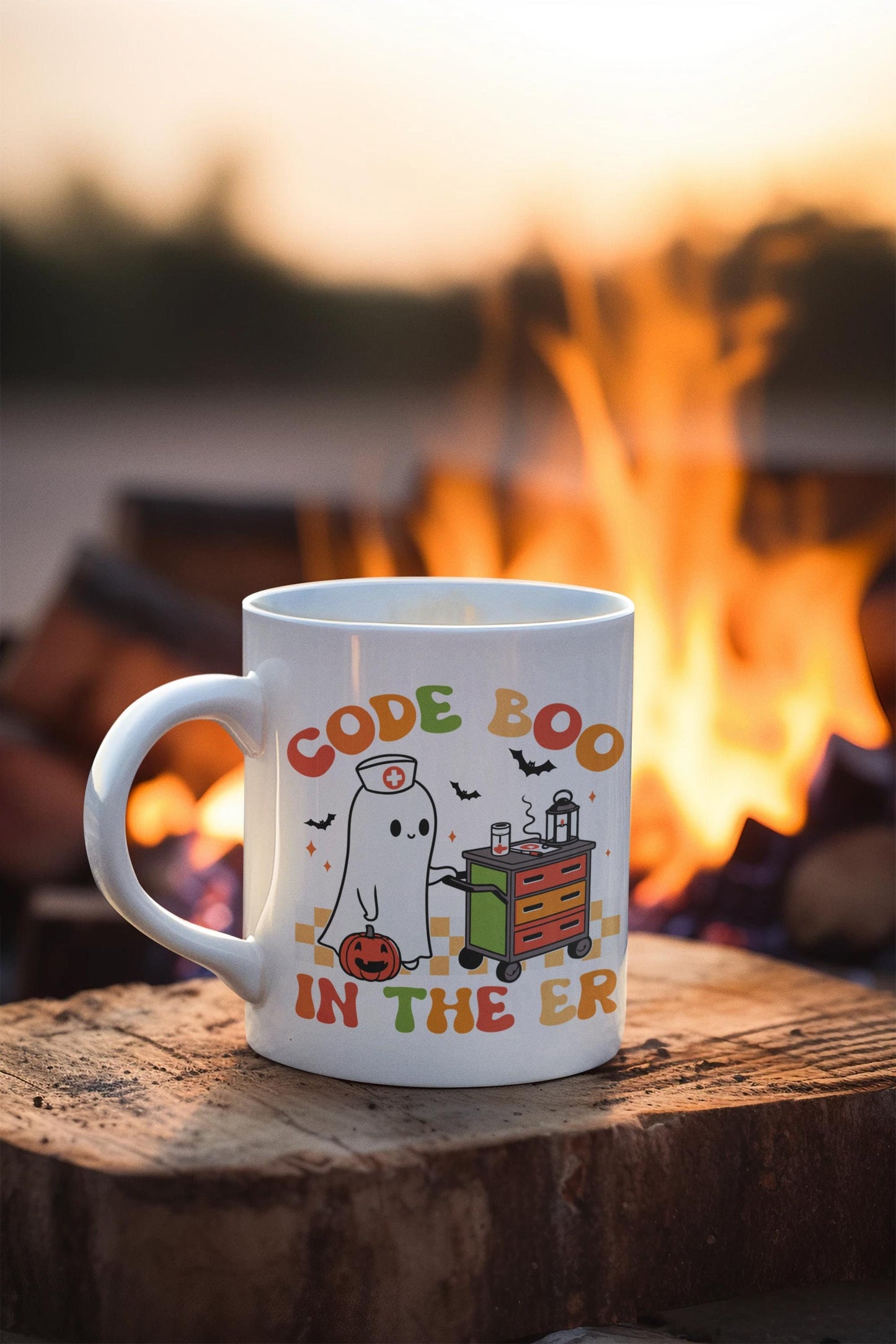 Code Boo in the ER Halloween Mug gifts for Emergency Nurse Doctor Men Women Dad Mom Spooky Funny Halloween Emergency ER Ceramic Coffee Mug