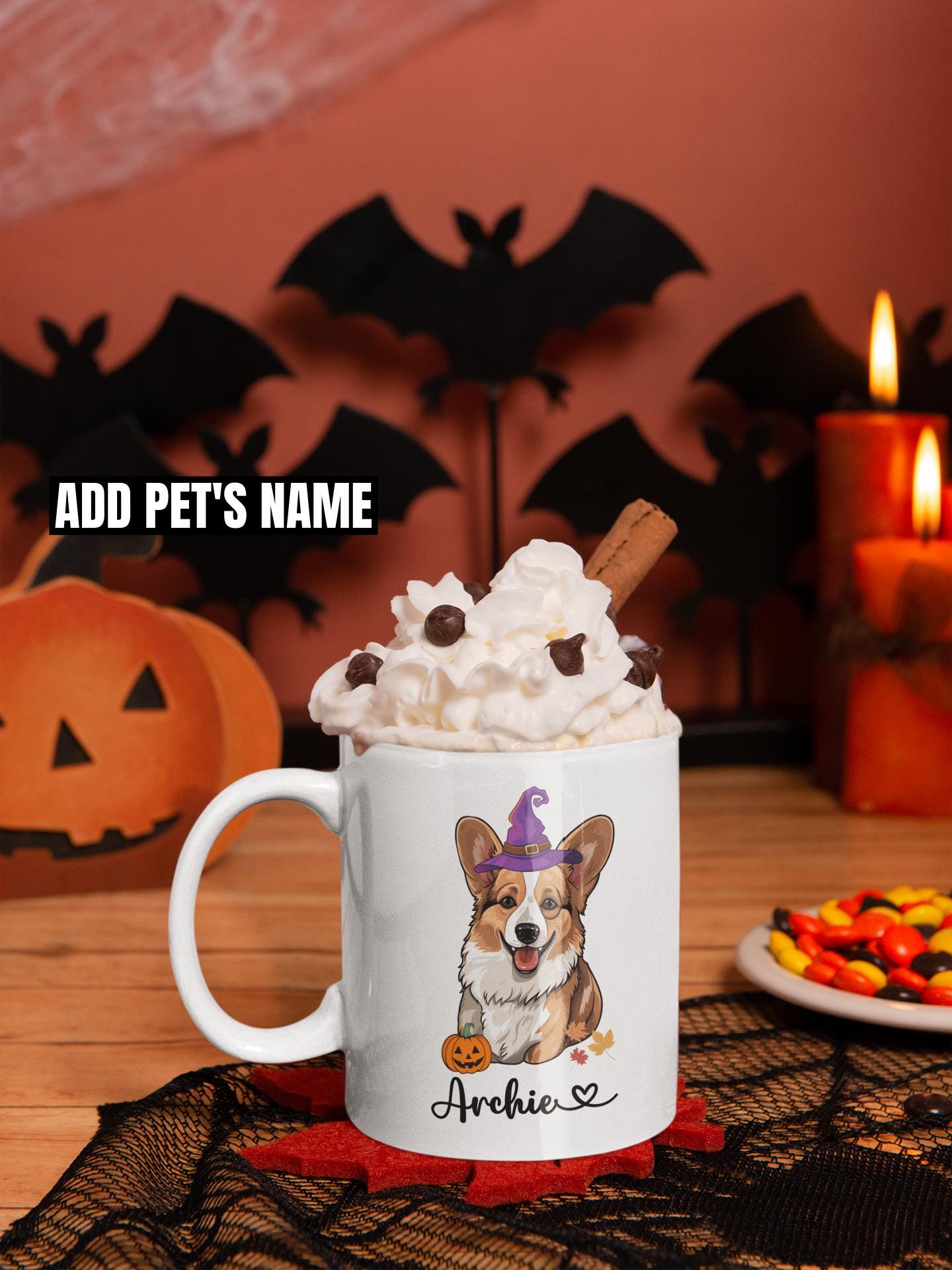 Custom Corgi Witch Dog Halloween Coffee Mug Personalized Corgi Gifts