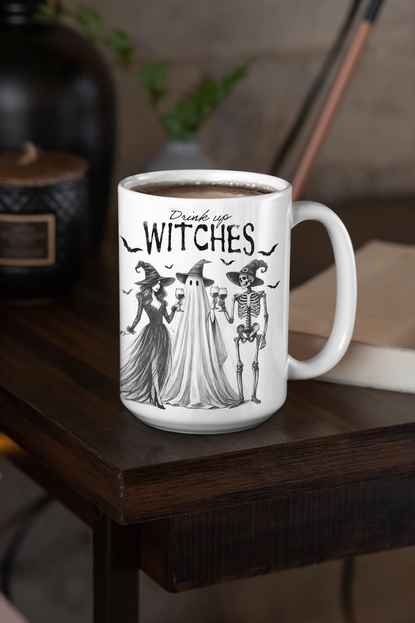 Drink up Witches Halloween Coffee Mug for Men Women Spooky Birthday Bridesmaid Gifts for Halloween Horror trendy Halloween witch Ghost Mugs