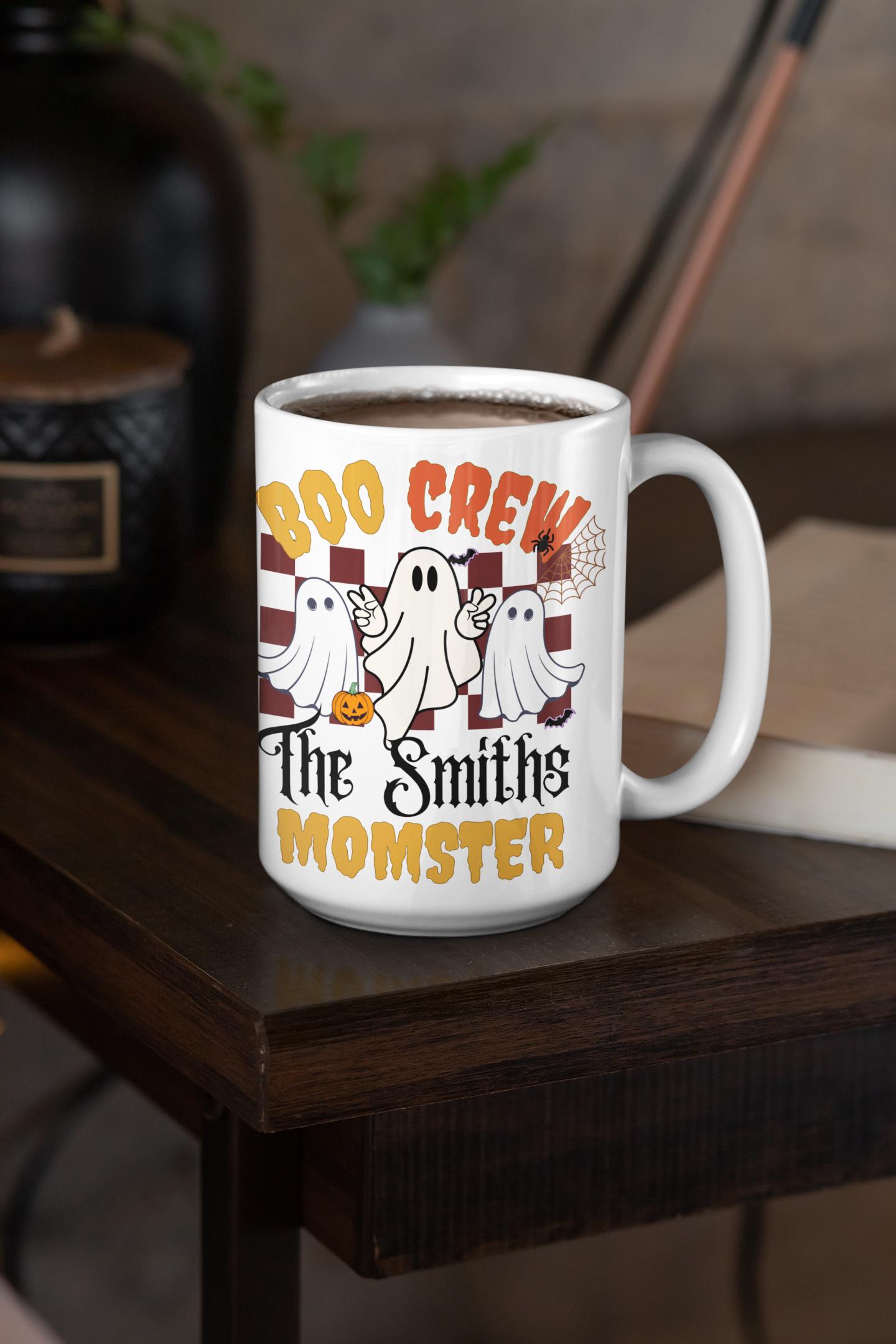 Custom Boo Crew Family Halloween Coffee Mug Gifts for men women Personalized Boo Crew Momster Dad Grandma Grandpa Halloween Ceramic Mugs