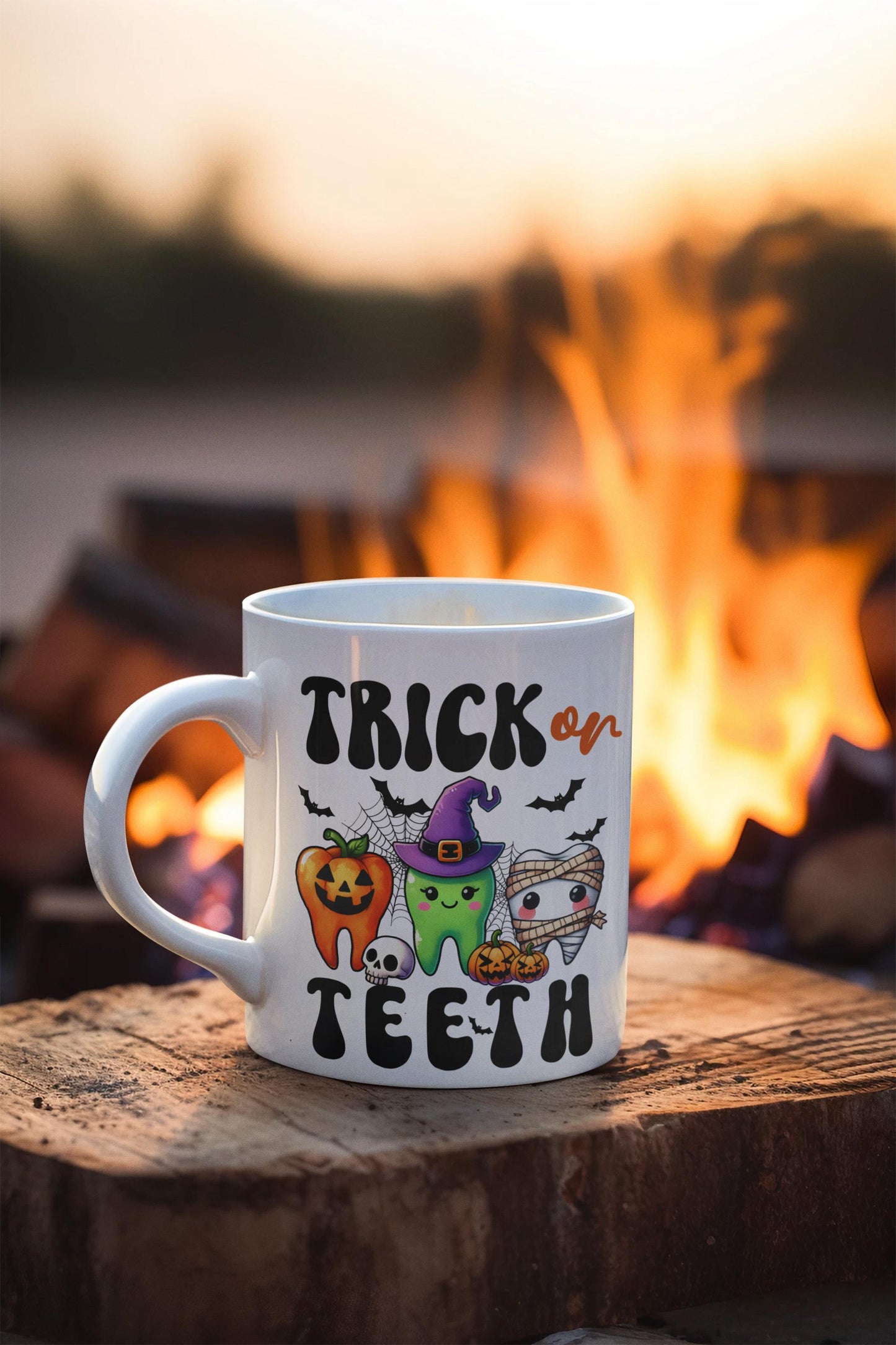 Cute Trick or Teeth Dental Squad Halloween Mug, Retro Dental Nurse Gifts for Men Women, Dental Halloween Mug gifts for him her, Dentist Mug