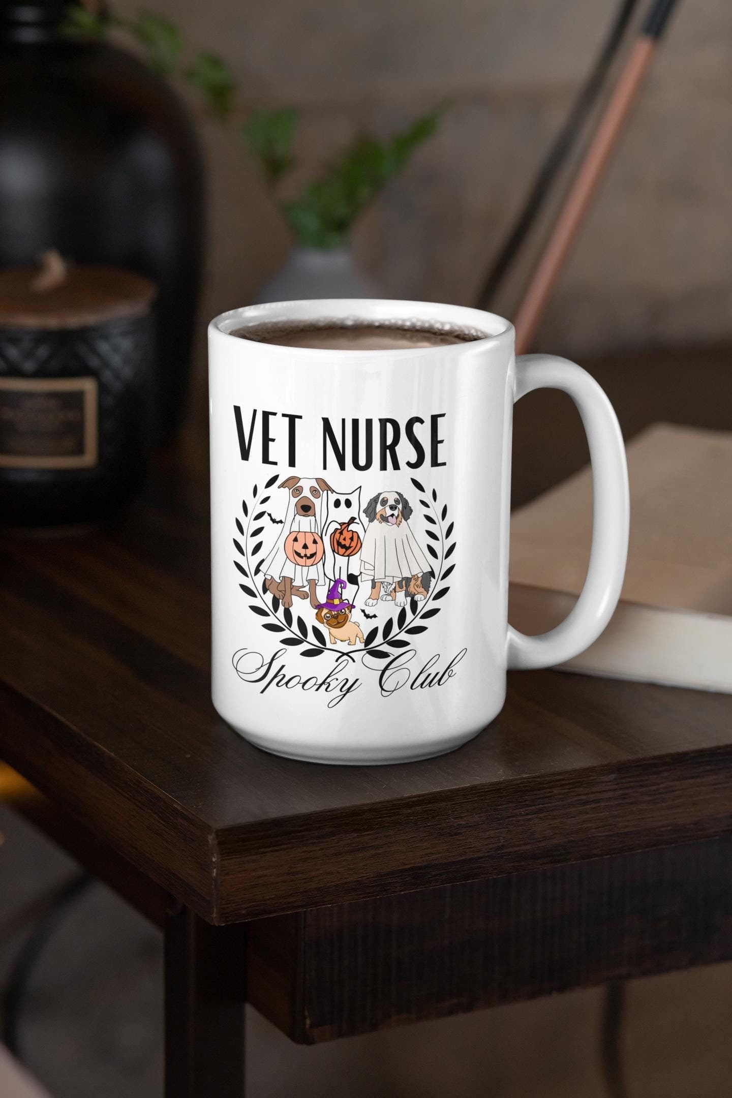 Cute Vet Nurse Halloween Mug Retro Veterinary Nurse Gifts for Men Women Spooky Vet Halloween Mug gift for him her Veterinary Nurse Halloween