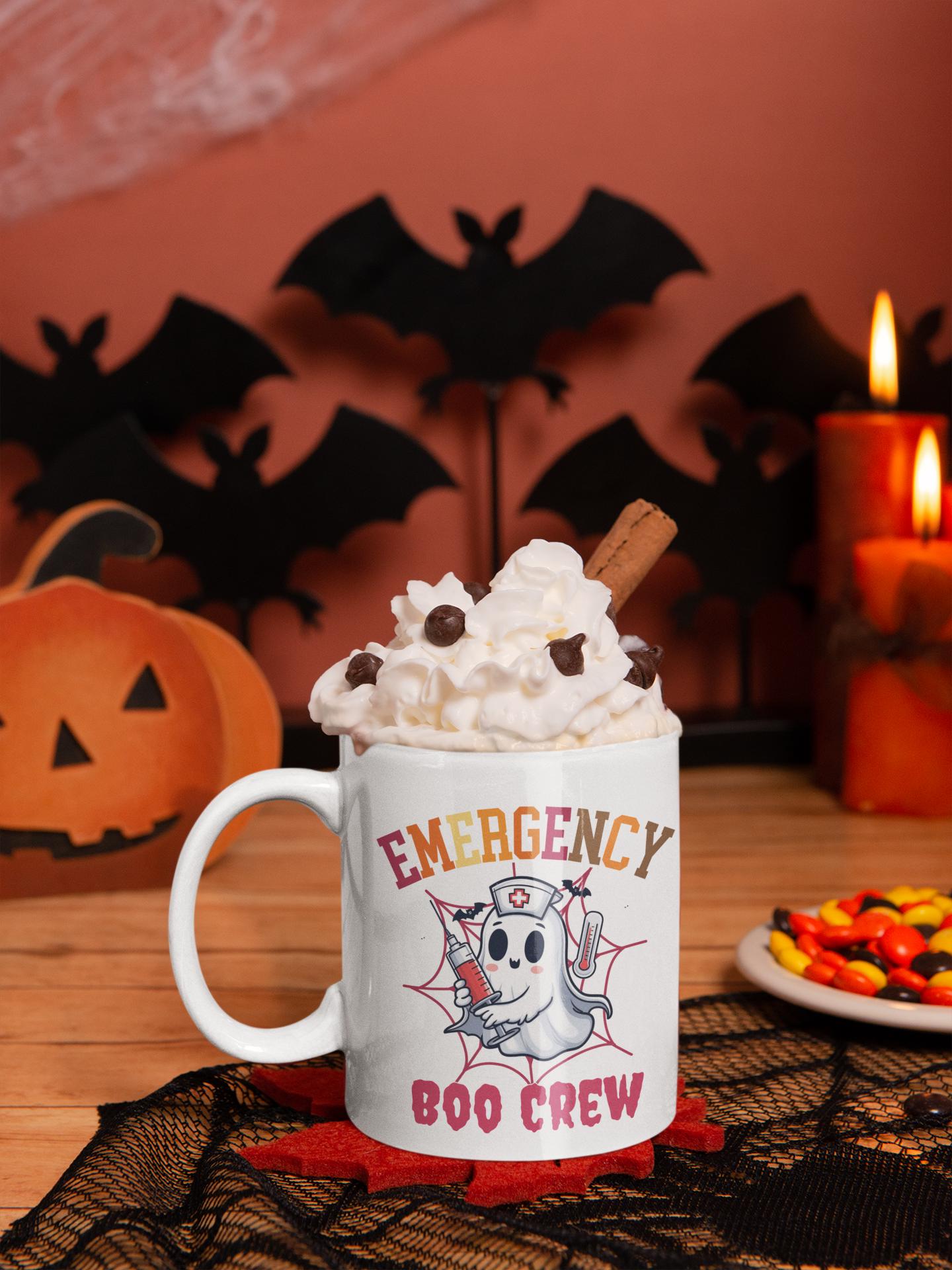 Emergency BOO CREW Mug, ER Nurse Halloween Coffee mugs, Emergency Department Halloween Gifts for Men Women