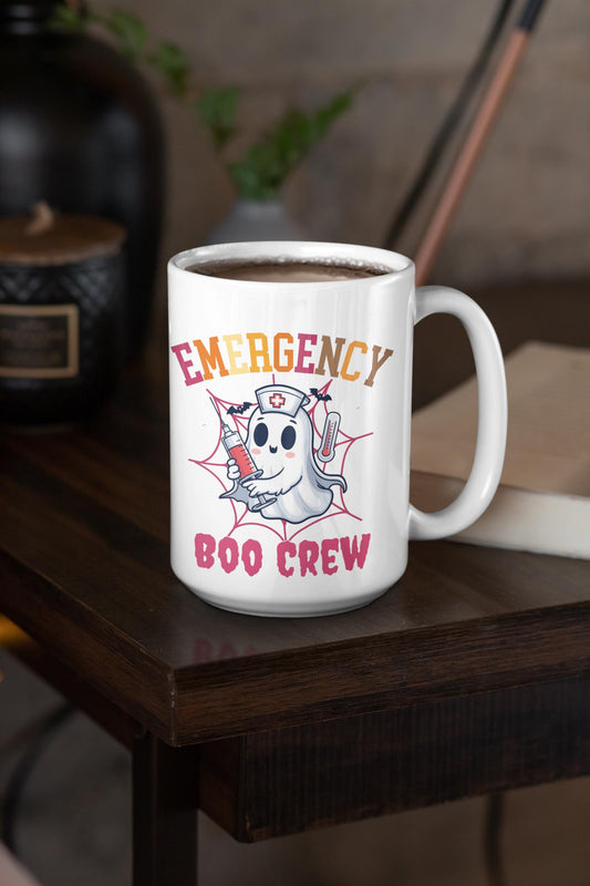 Emergency BOO CREW Mug, ER Nurse Halloween Coffee mugs, Emergency Department Halloween Gifts for Men Women