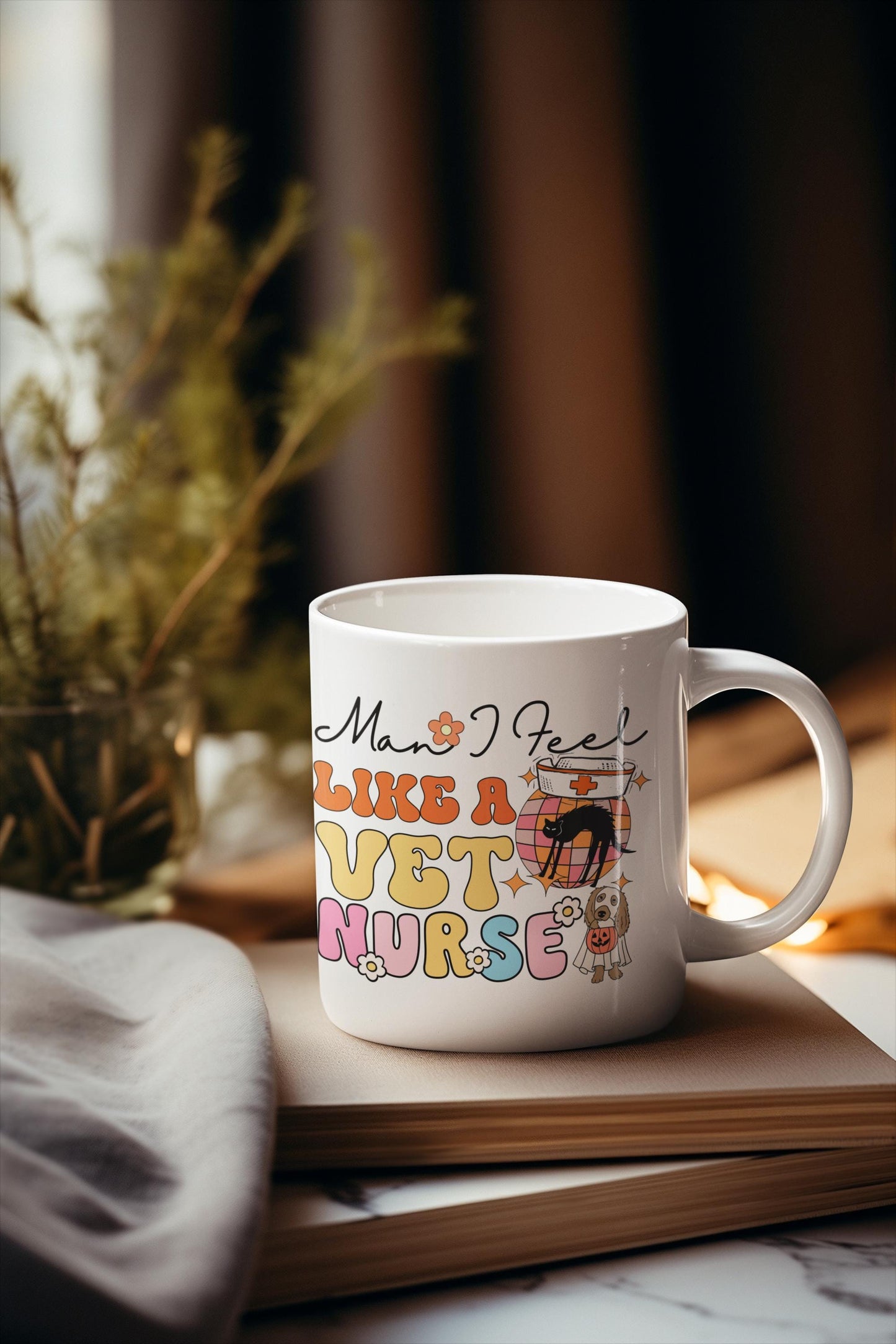 Man I feel like a Vet Nurse Halloween Mug Retro Veterinary Nurse Gifts for Men Women Spooky Vet Halloween Veterinary Nurse Mug gift for her