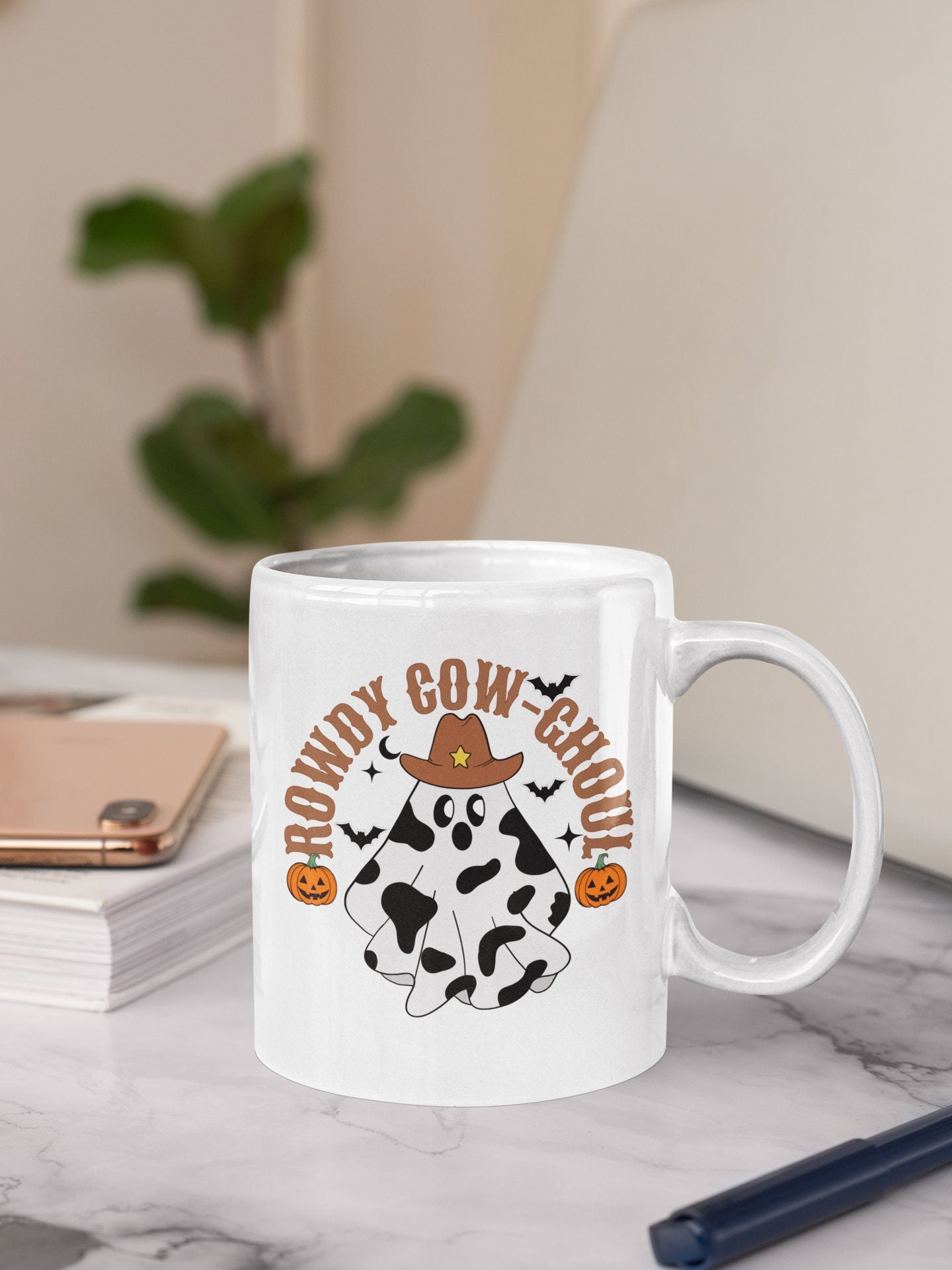 Spooky Cowgirl Halloween Mug ROWDY COW-GHOUL