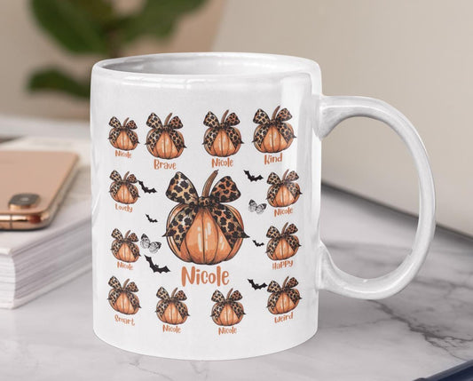 Custom Pumpkin Halloween Affirmation Mug Gift for Men Women Personalized Pumpkin Coquette Mugs