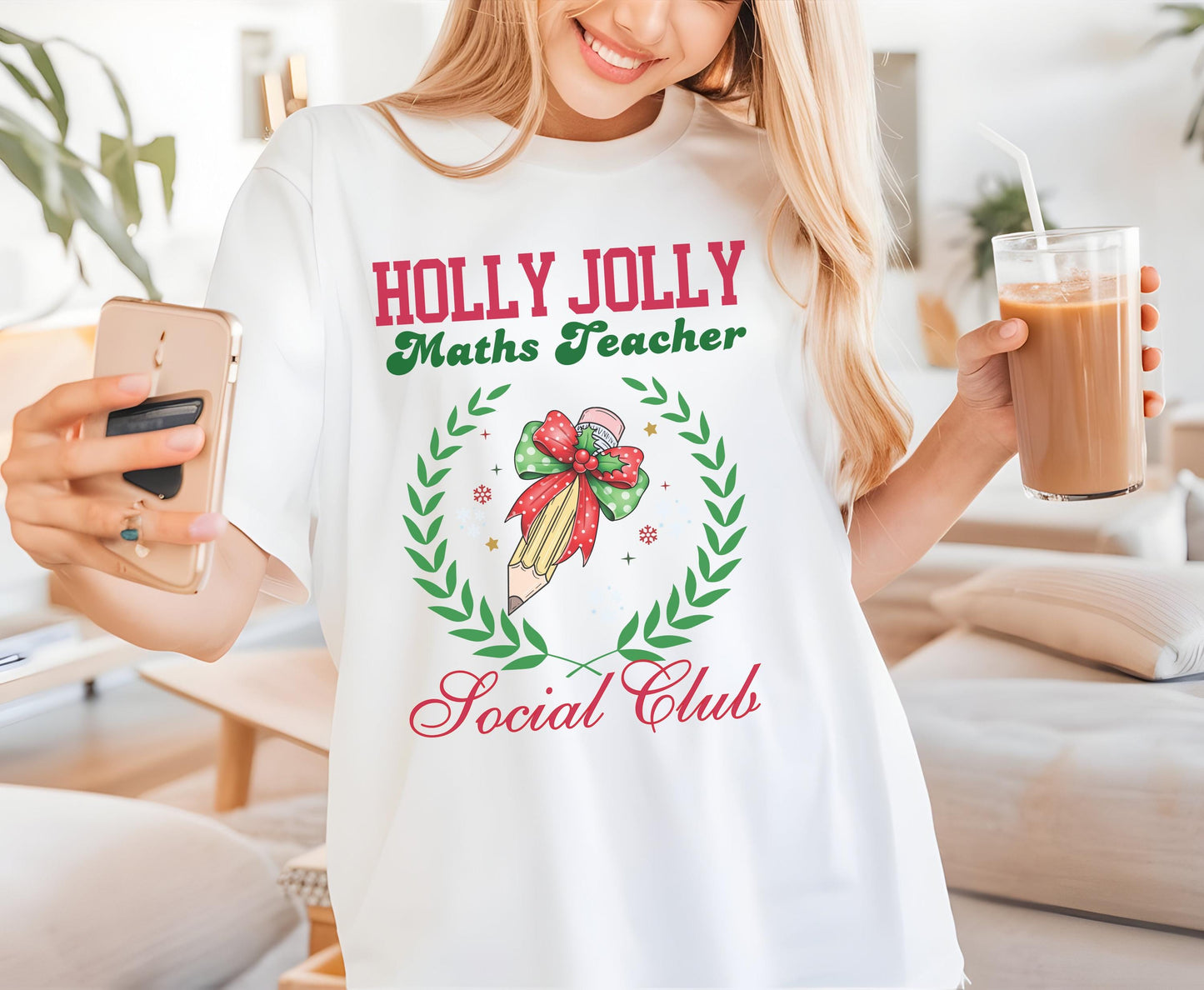 Maths teacher social club  gifts teacher matching christmas tee shirts