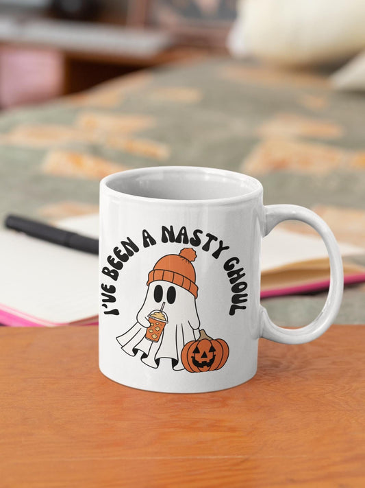 I've been a nasty Ghoul Trendy Halloween Coffee Mug for Men Women Ghost Pumpkin Halloween Ceramic Mug Spooky Ghost Mug Decor gifts for Her