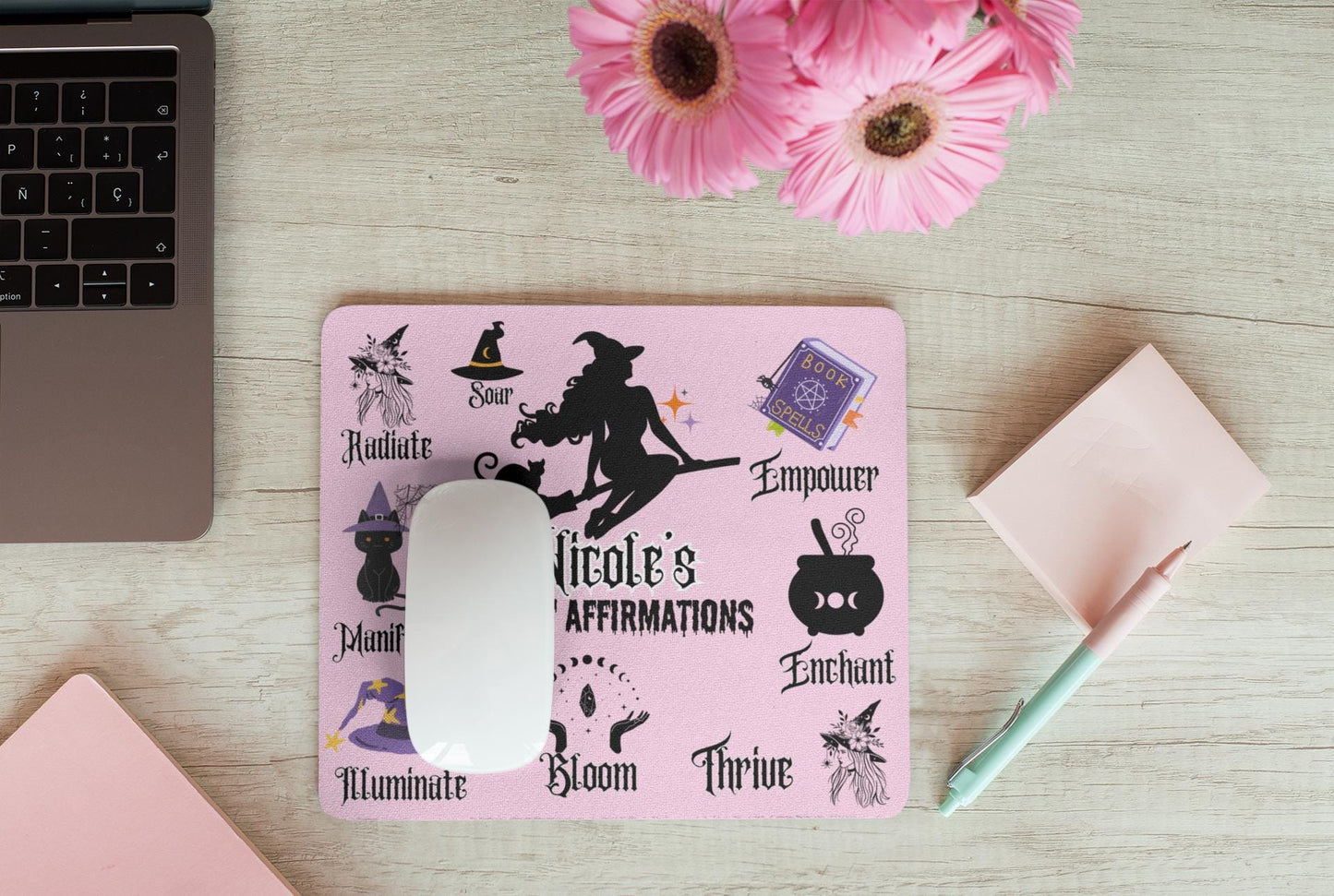 Custom Witch-Themed Affirmation Mouse Pad for her | Non-Slip Magical Desk Decor for Witches & Mystics Witchy Gift Halloween gifts for women