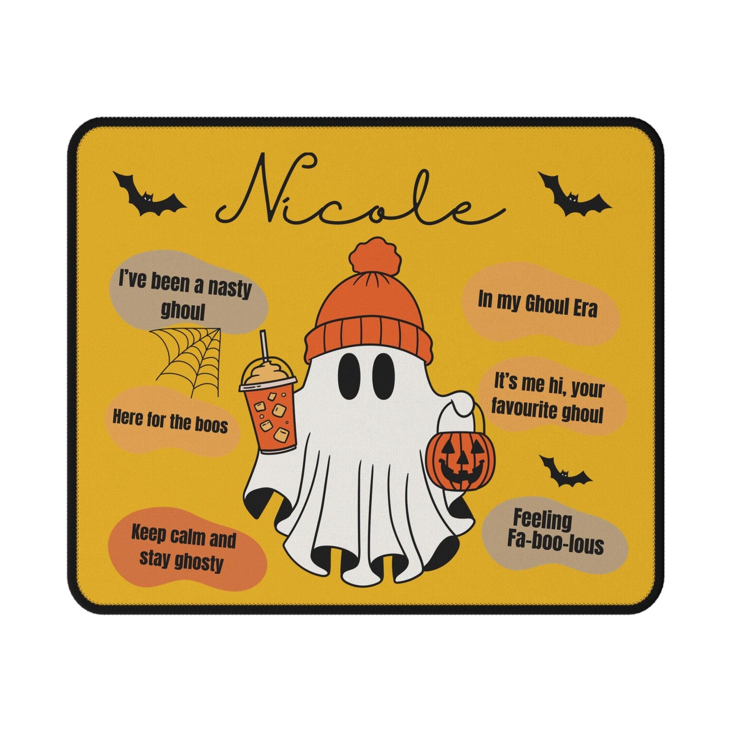 Custom Ghost-Themed Affirmation Mouse Pad for her | Non-Slip Spooky Fall Halloween Desk Decor for Ghoul Funny Halloween gifts for Men women