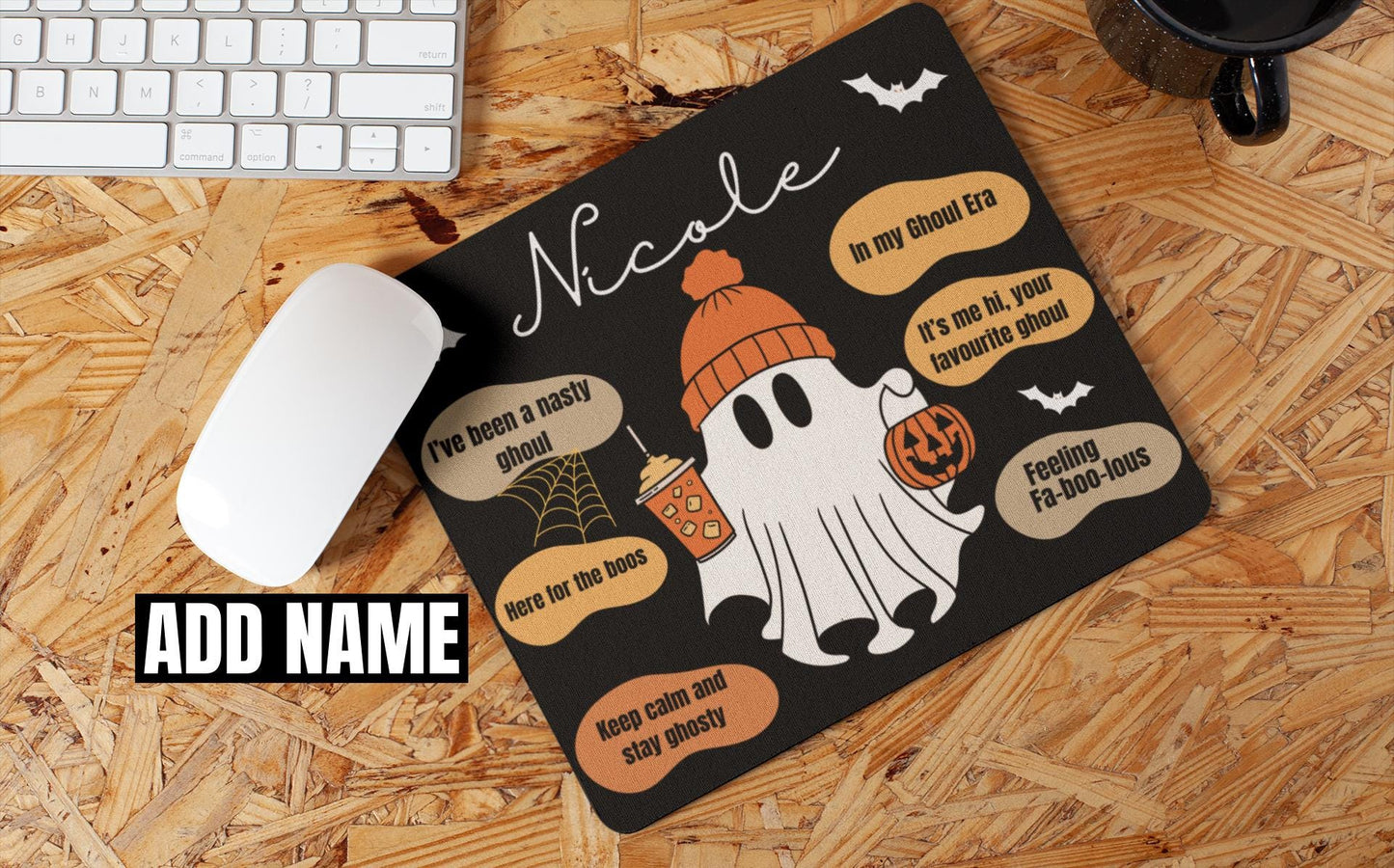 Custom Ghost-Themed Affirmation Mouse Pad for her | Non-Slip Spooky Fall Halloween Desk Decor for Ghoul Funny Halloween gifts for Men women