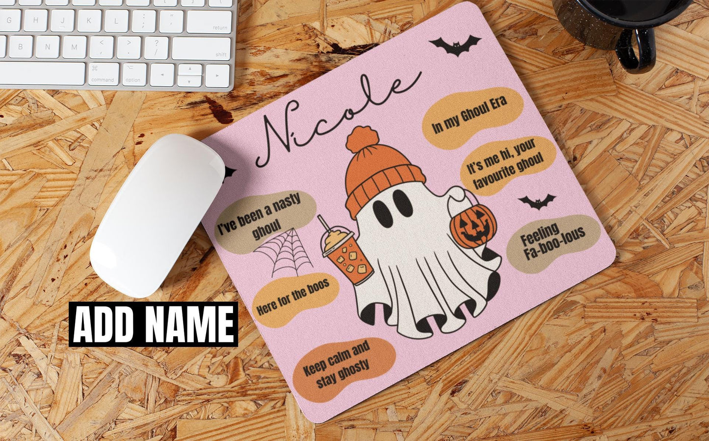 Custom Ghost-Themed Affirmation Mouse Pad for her | Non-Slip Spooky Fall Halloween Desk Decor for Ghoul Funny Halloween gifts for Men women