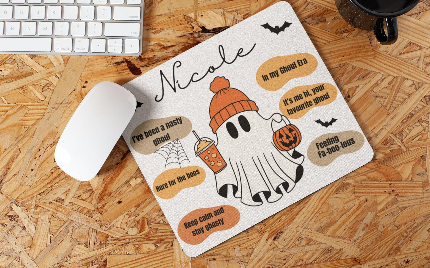 Custom Ghost-Themed Affirmation Mouse Pad for her | Non-Slip Spooky Fall Halloween Desk Decor for Ghoul Funny Halloween gifts for Men women