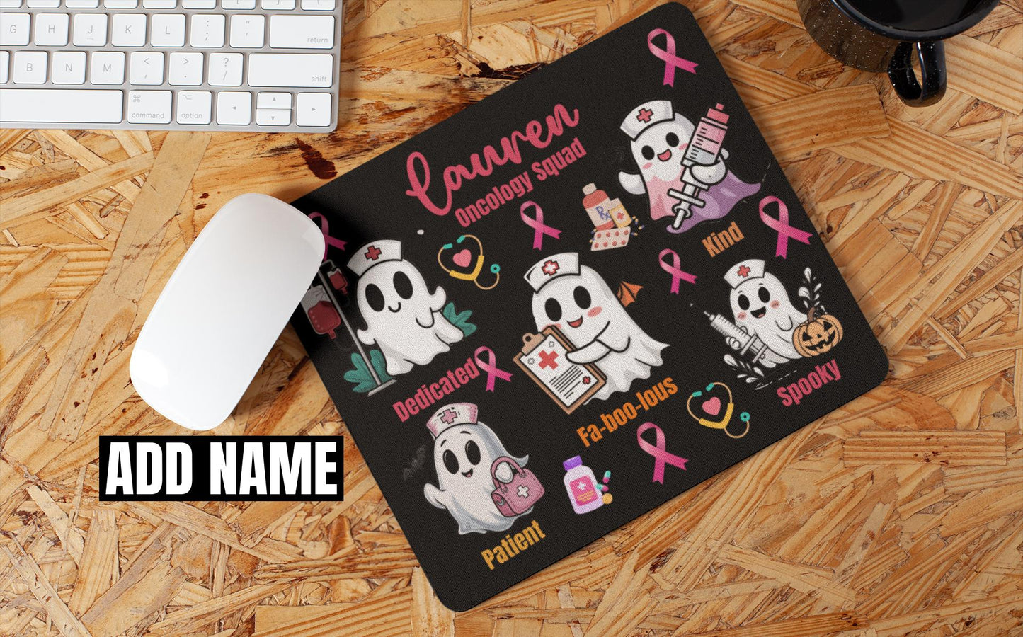 Custom Oncology Nurse Halloween Mouse Pad for Nurse | Non-Slip Spooky Fall Oncology Nurse Halloween Desk Decor Halloween gift for Men women