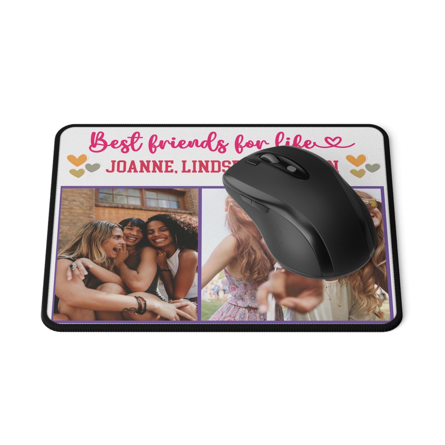 Custom Best Friend Non-Slip Mouse Pad Add Photo | Personalized Bestie Desk Accessory | Unique Christmas Birthday Festive gift for Bestfriend