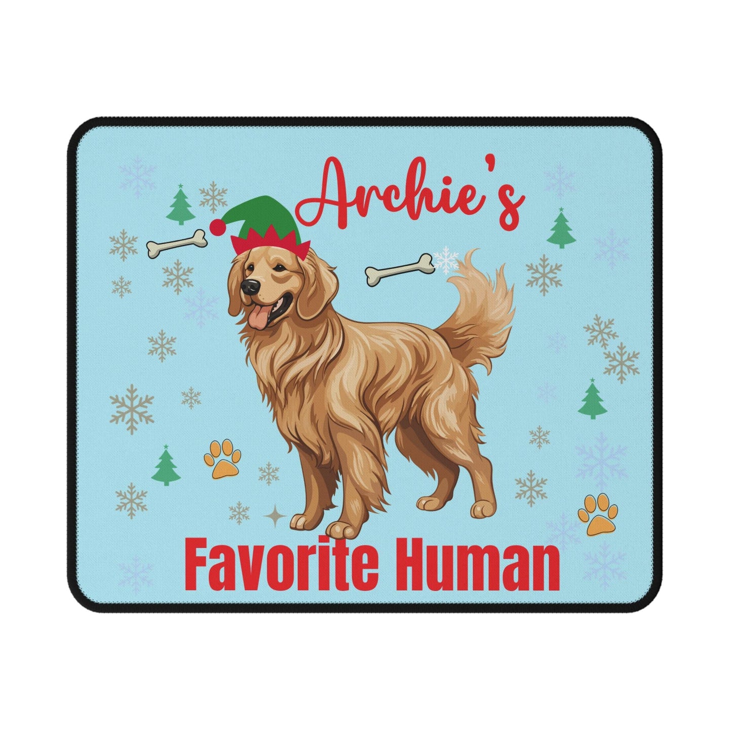 Custom Non-Slip Mouse Pad Golden Retriever Dog name Personalized Gift for Golden Retriever Owner for Birthday Winter Christmas Dog Mom Dad