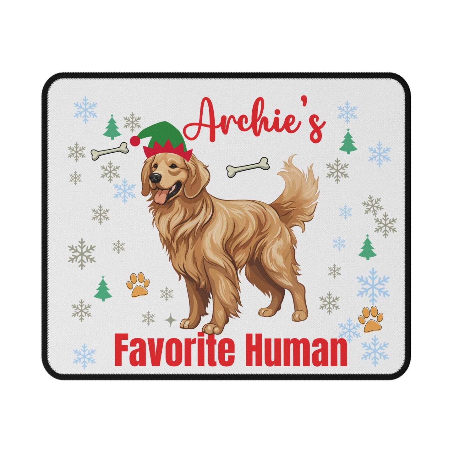 Custom Non-Slip Mouse Pad Golden Retriever Dog name Personalized Gift for Golden Retriever Owner for Birthday Winter Christmas Dog Mom Dad