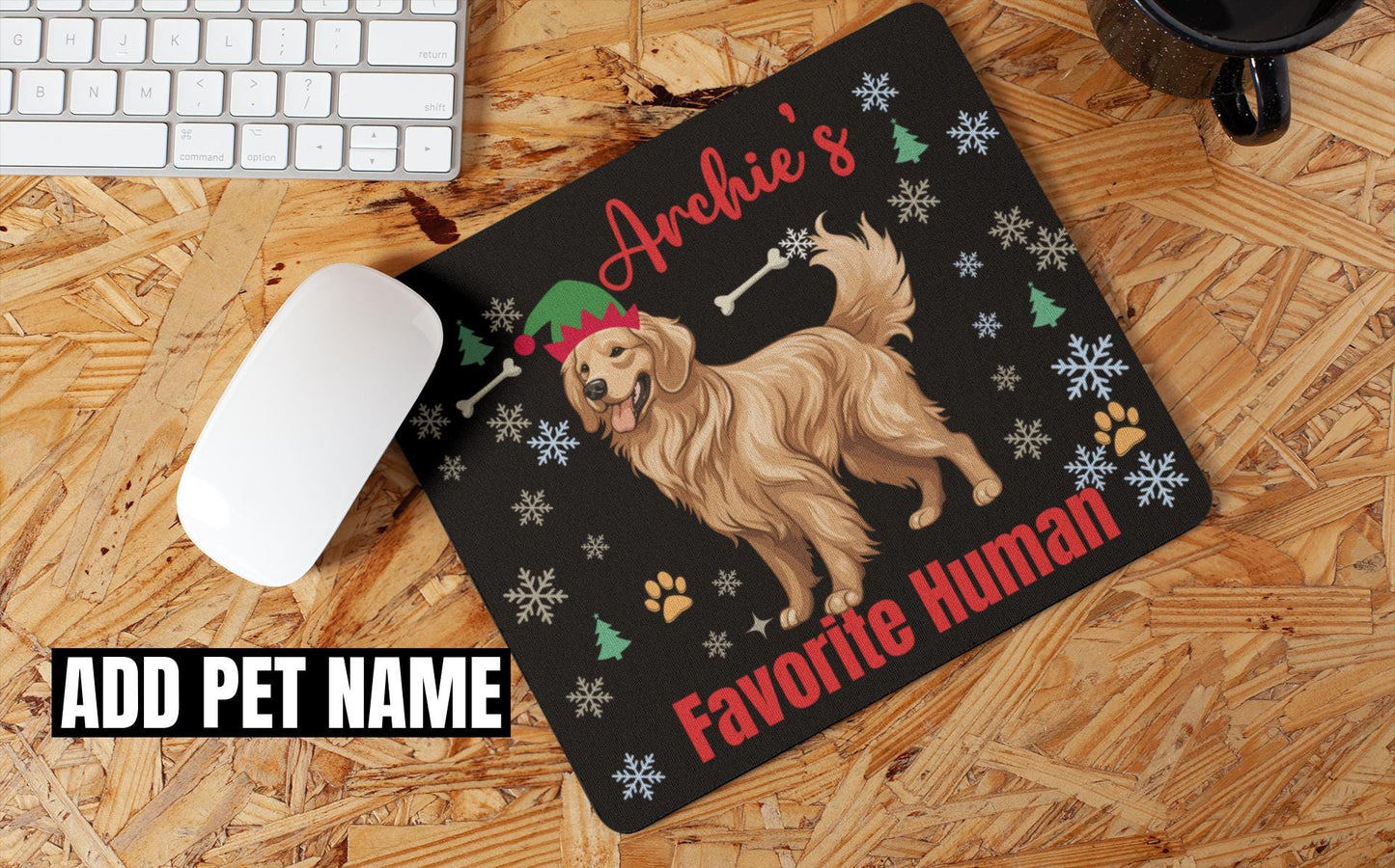 Custom Non-Slip Mouse Pad Golden Retriever Dog name Personalized Gift for Golden Retriever Owner for Birthday Winter Christmas Dog Mom Dad