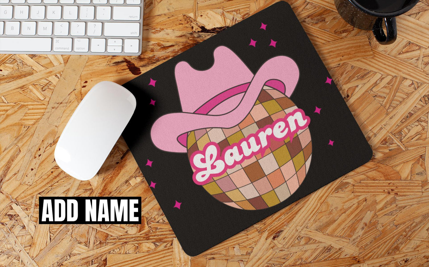 Custom Cowgirl Disco Non-Slip Mouse Pad Personalized Gift for Women Wife Girlfriend Sister Cowboy Western Birthday Christmas Office gifts