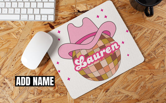 Custom Cowgirl Disco Non-Slip Mouse Pad Personalized Gift for Women Wife Girlfriend Sister Cowboy Western Birthday Christmas Office gifts