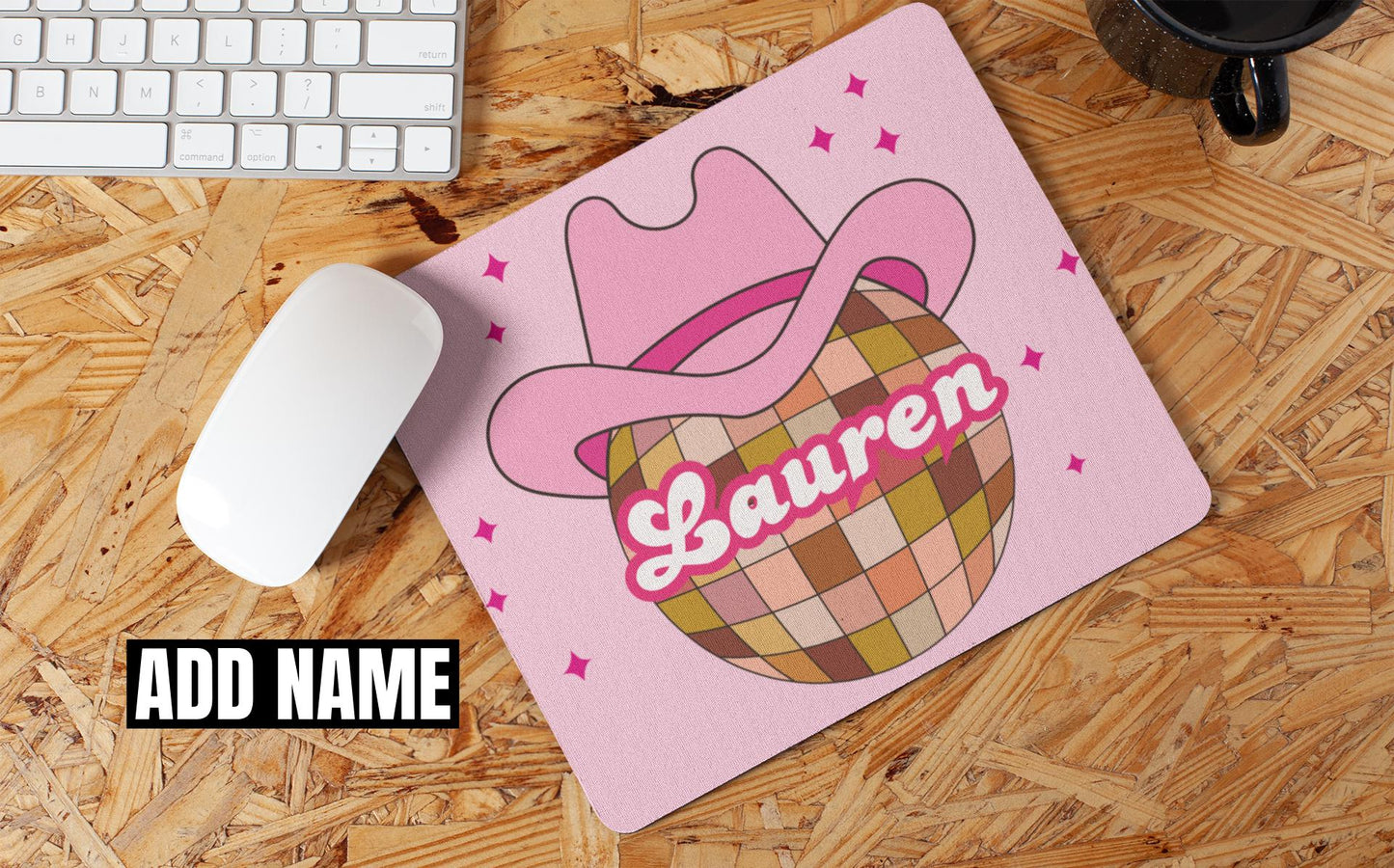 Custom Cowgirl Disco Non-Slip Mouse Pad Personalized Gift for Women Wife Girlfriend Sister Cowboy Western Birthday Christmas Office gifts