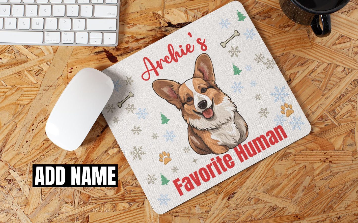 Custom Corgi Dog Winter Themed Festive Holiday Mouse Pad gifts