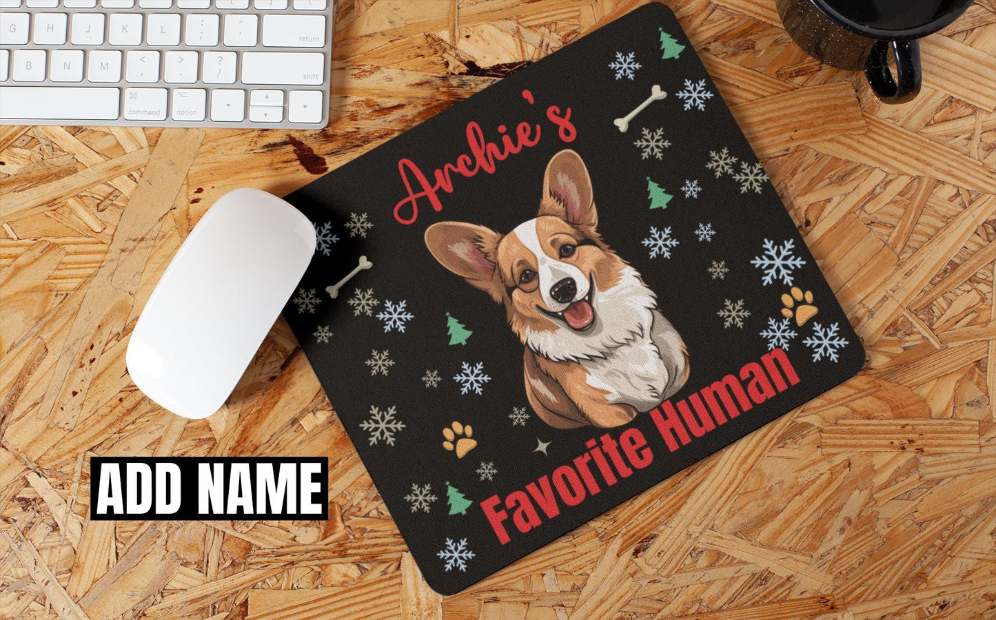 Custom Corgi Dog Winter Themed Festive Holiday Mouse Pad gifts