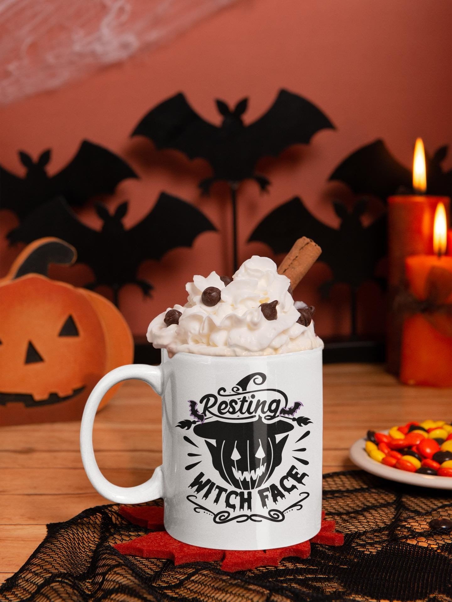 Resting witch face Trendy Halloween Mug gifts for Men Women Dad Mom Son Daughter, Halloween Joke Mugs Spooky season Coffee mugs Horror Mug