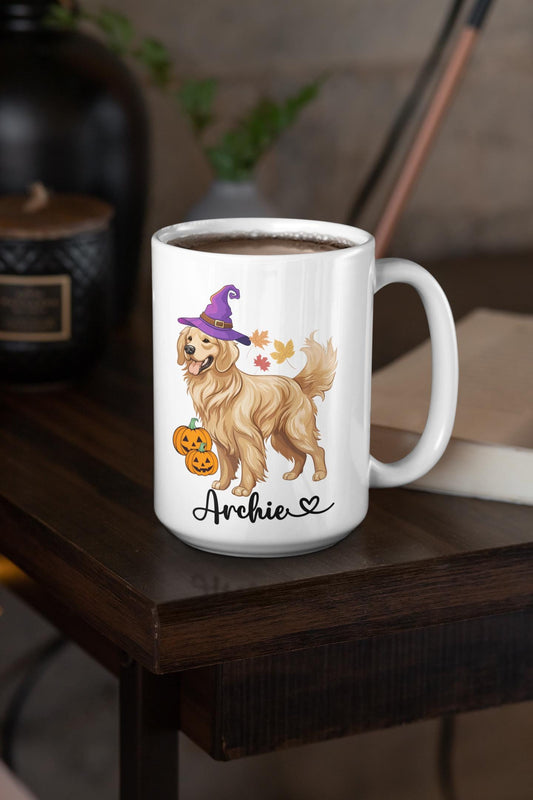 Custom Golden Retriever Dog Halloween Coffee Mug Spooky gifts for Dog Mom Dad