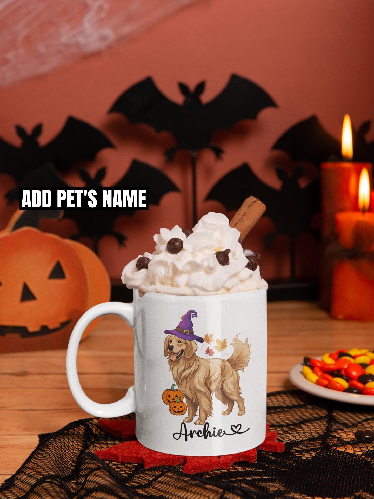 Custom Golden Retriever Dog Halloween Coffee Mug Spooky gifts for Dog Mom Dad