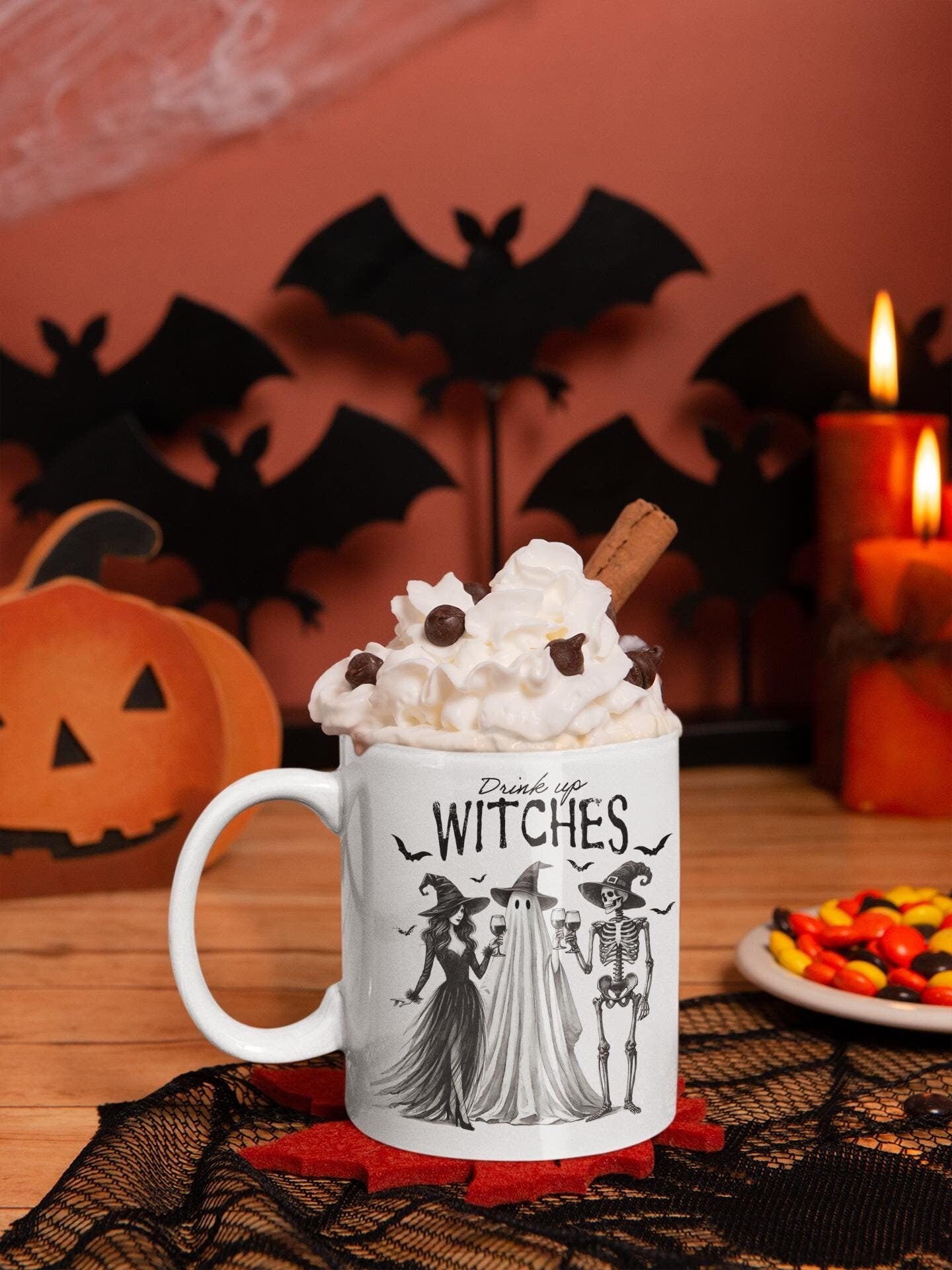 Drink up Witches Halloween Coffee Mug for Men Women Spooky Birthday Bridesmaid Gifts for Halloween Horror trendy Halloween witch Ghost Mugs