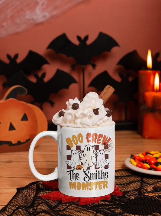 Custom Boo Crew Family Halloween Coffee Mug Gifts for men women Personalized Boo Crew Momster Dad Grandma Grandpa Halloween Ceramic Mugs