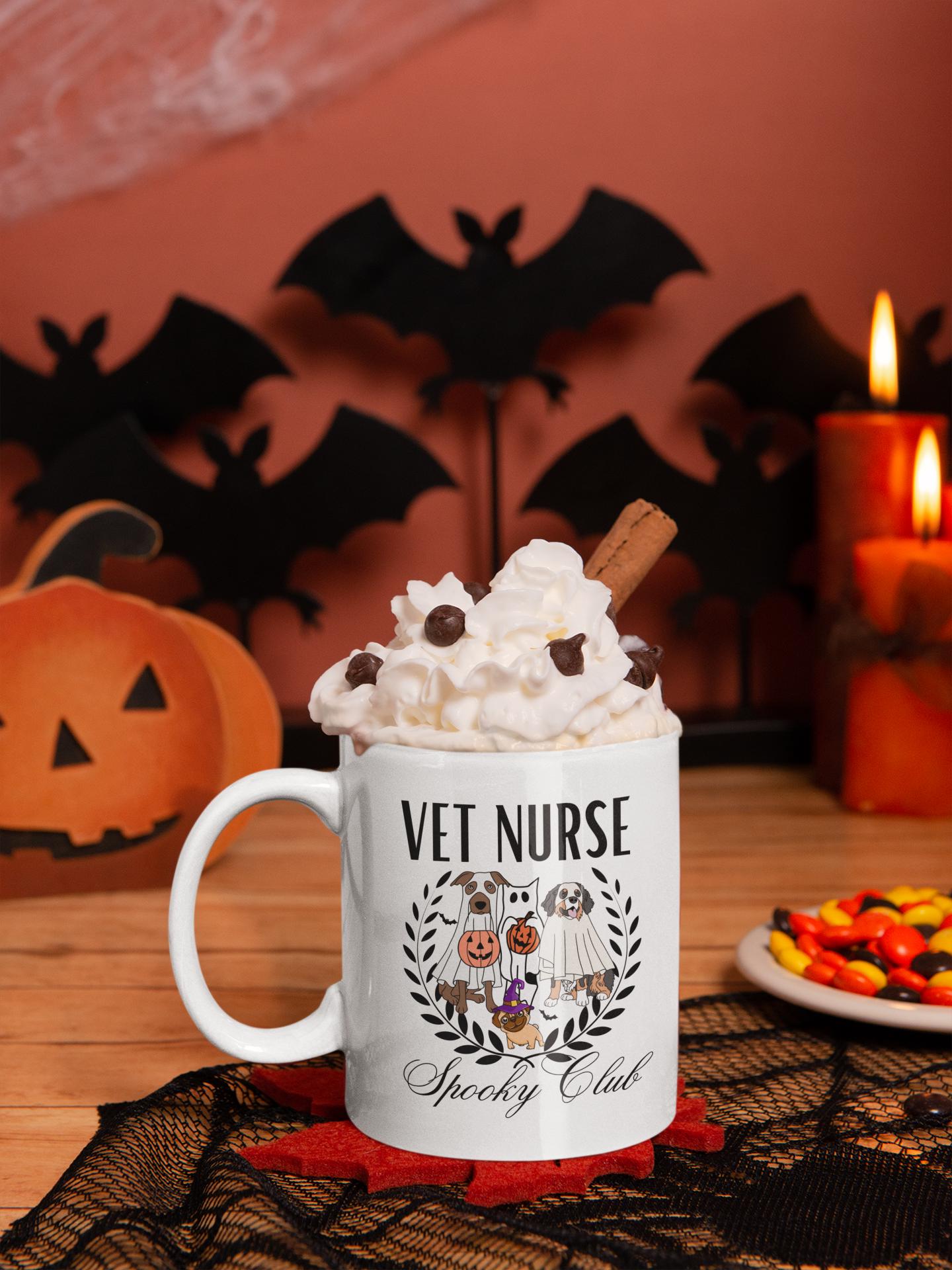 Cute Vet Nurse Halloween Mug Retro Veterinary Nurse Gifts for Men Women Spooky Vet Halloween Mug gift for him her Veterinary Nurse Halloween