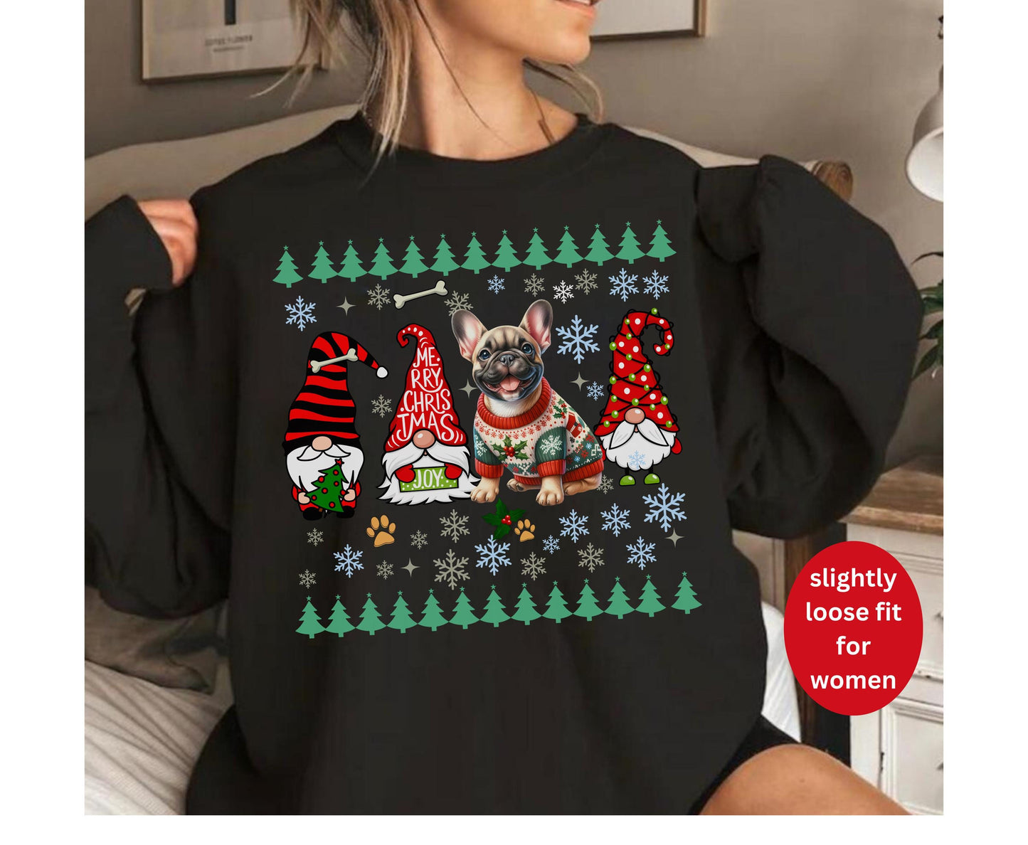 French Bulldog Christmas Unisex T-Shirt for Dog Lovers - Hoodie and Sweatshirt Options