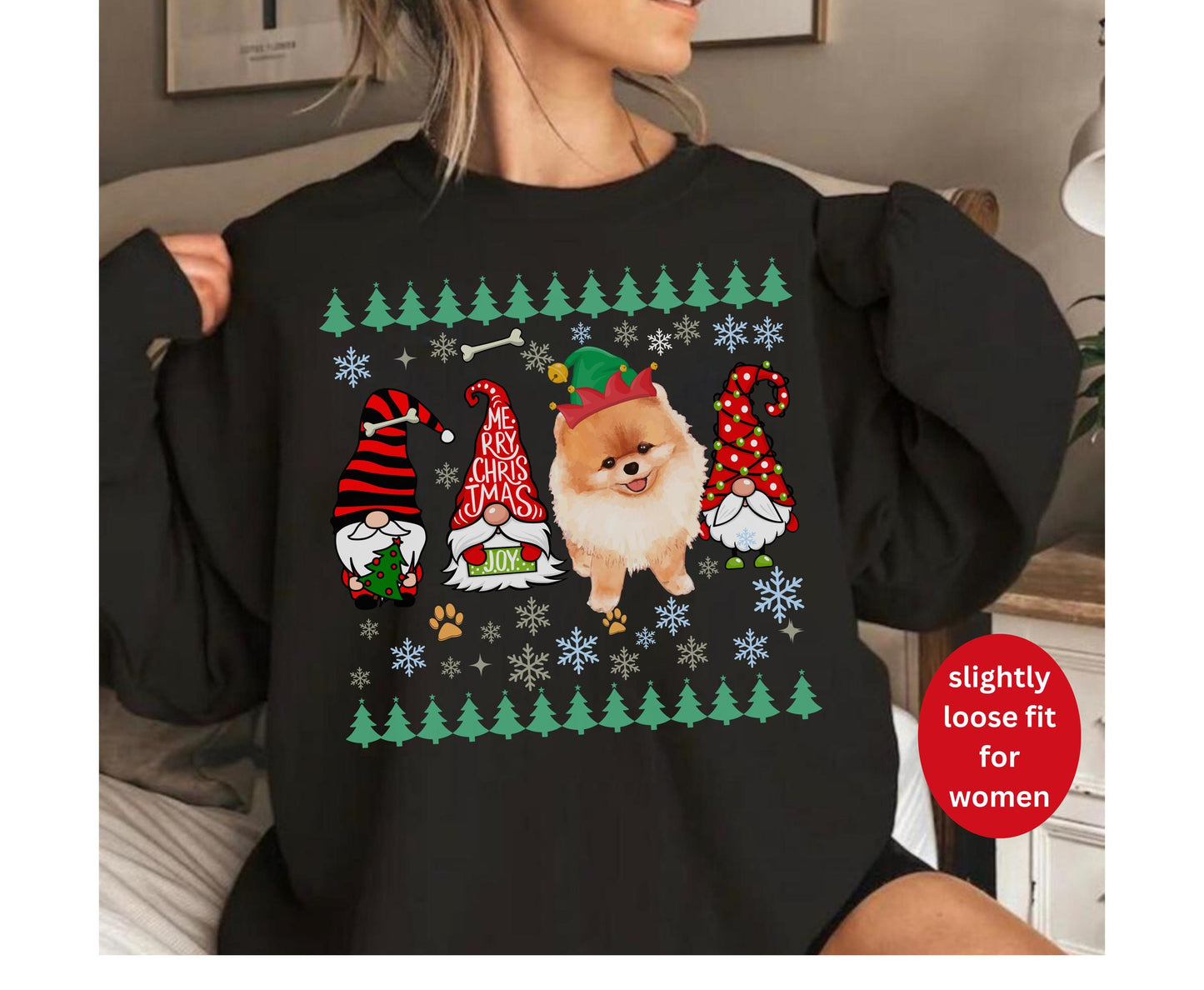 Festive Pomeranian Dog Christmas Tee - Holiday Xmas Unisex Sweatshirt Hoodie for Dog Lovers