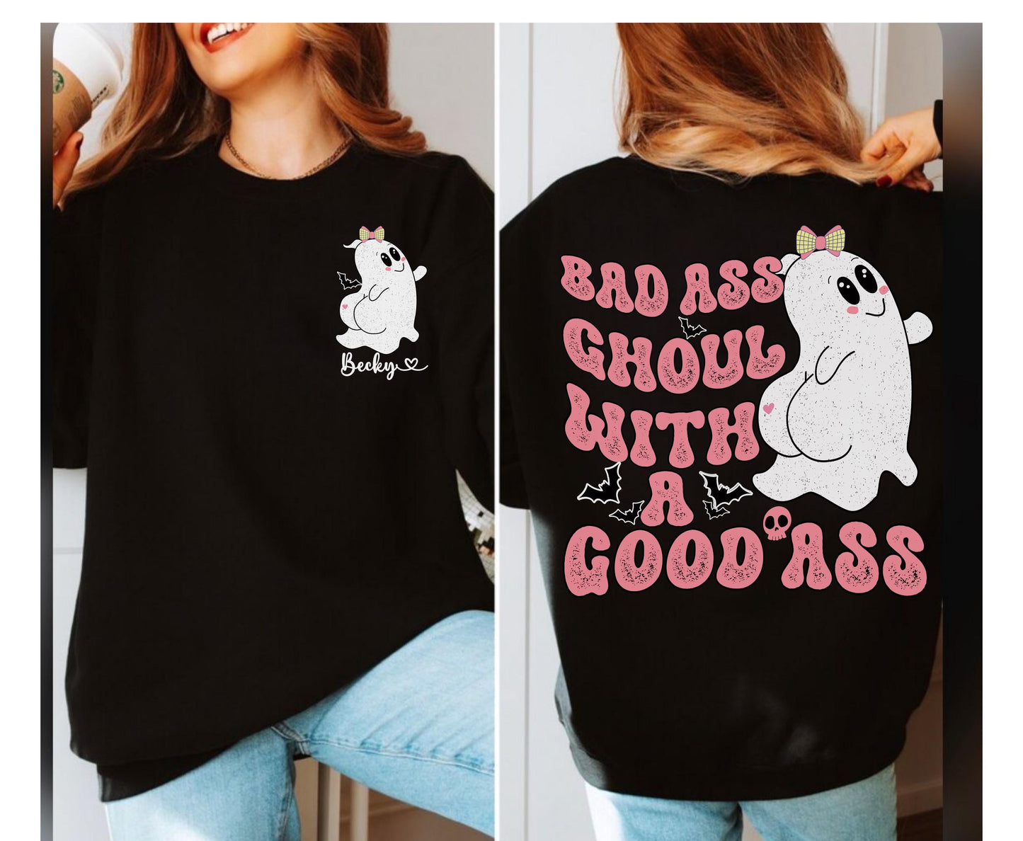 Retro Custom 
 Halloween Shirt Bad ass with a good ass