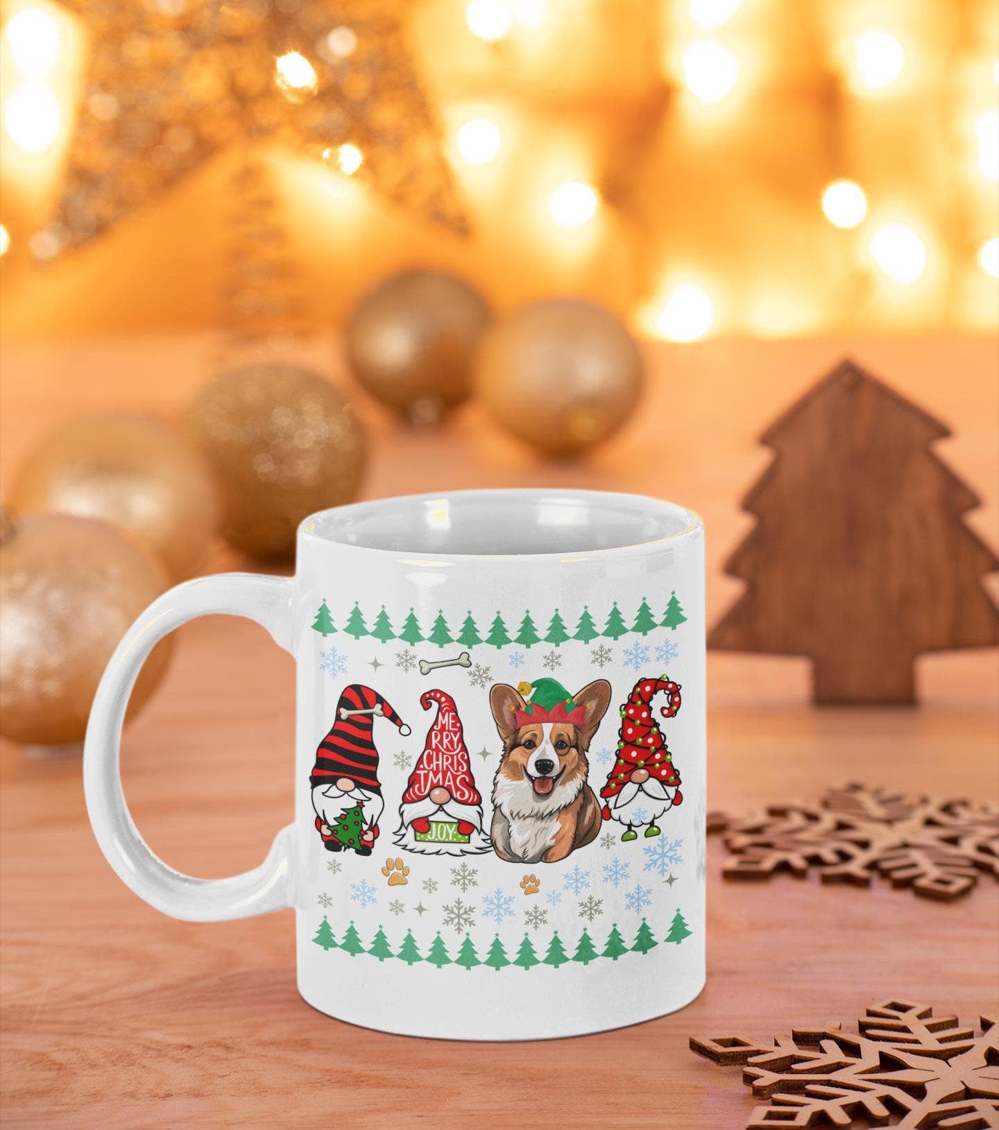 Festive Corgi Christmas Mug Cute Holiday Dog Lover Ceramic Coffee Mugs Xmas Gift for Corgi Dog Owner Christmas Corgi Dog Mom Dad Owner Mug