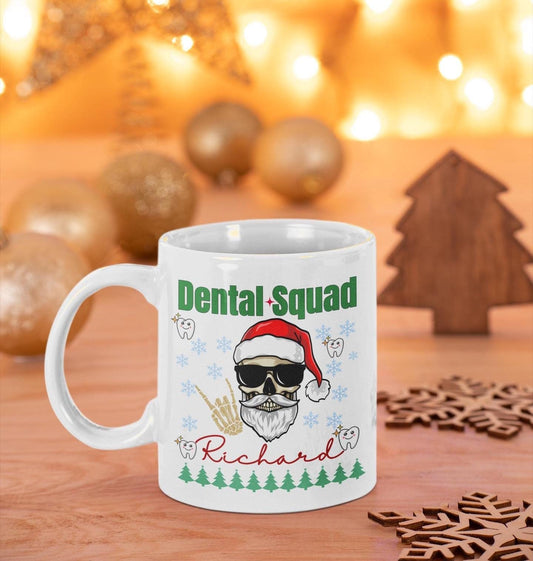 Custom Christmas Dental Squad Mug | Personalized Spooky Dentist Xmas Gift