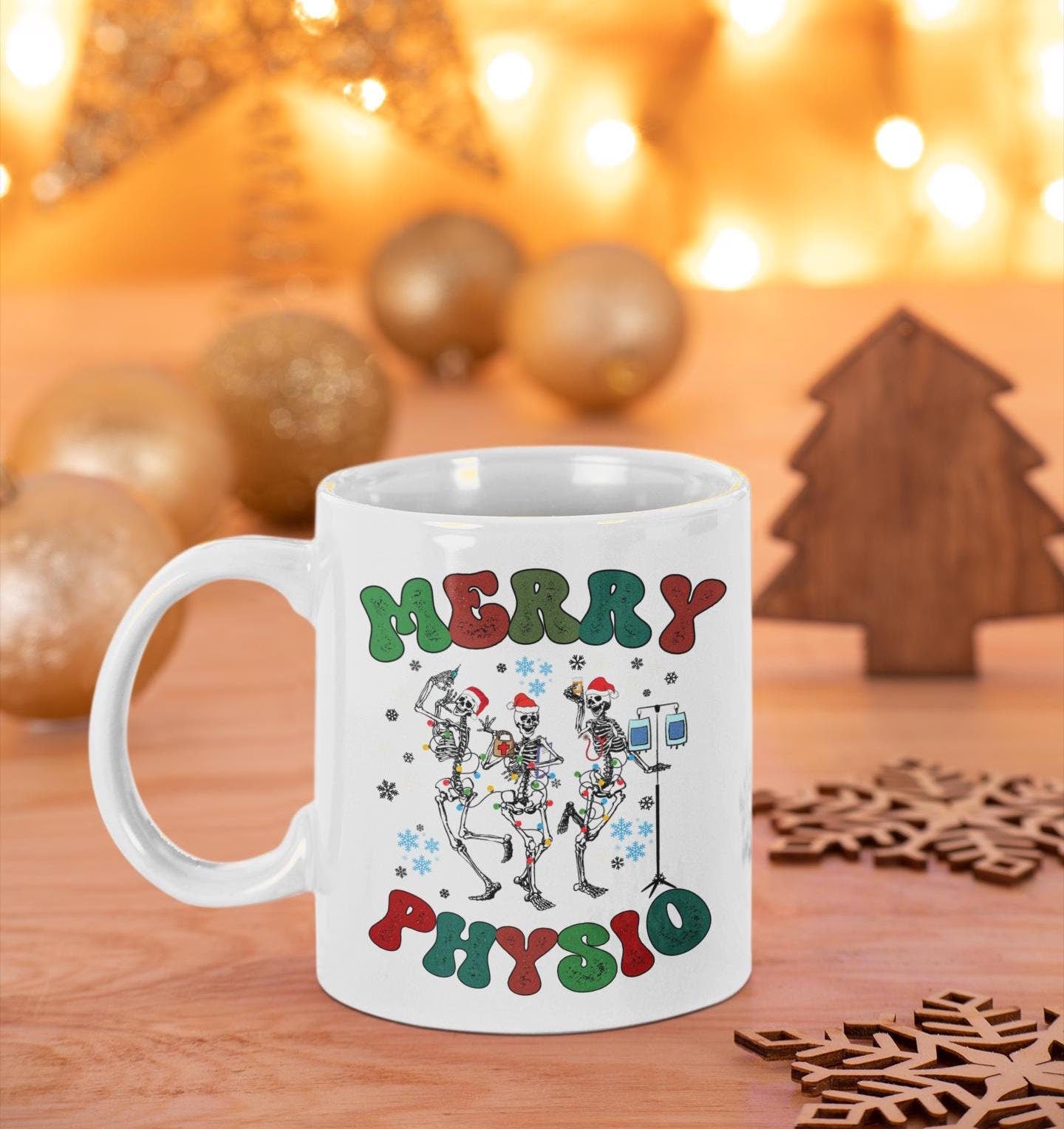 Retro Christmas Physio Mug | Cute Xmas Mug Gift for Physical Therapists | Funny Holiday Coffee Cup | Physiotherapist Christmas Gift for men