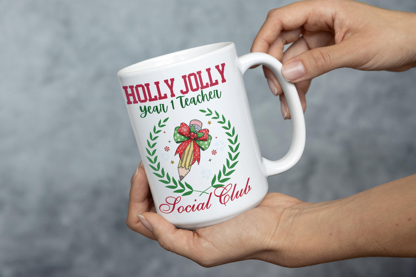 Custom Teacher Christmas mug Add any Year 1 2 3 4 5 6 Personalize Year Christmas Holiday Mug Christmas Gift | Unique Teacher Party Mug gifts