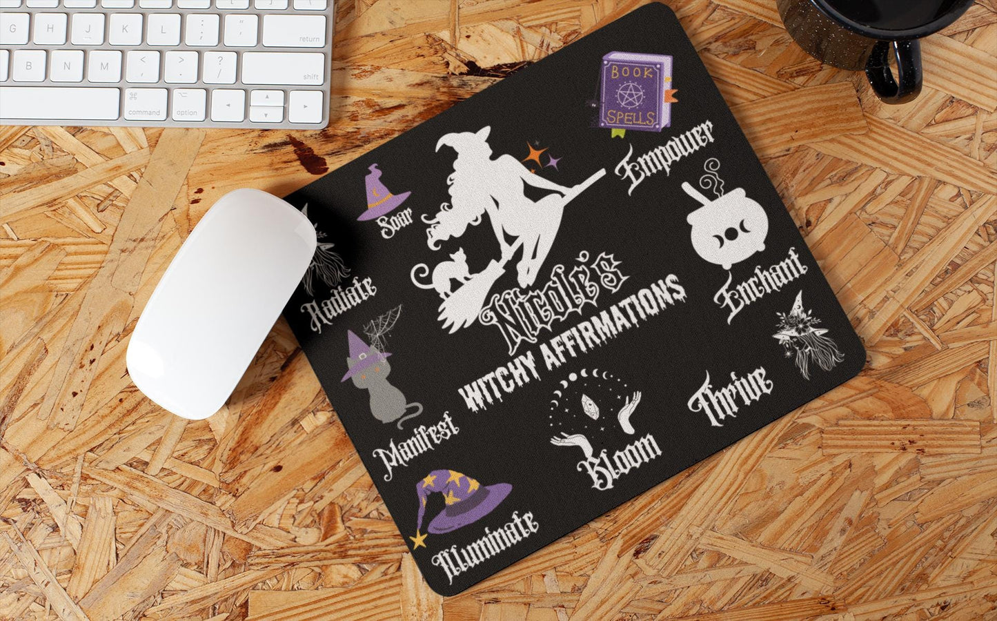 Custom Witch-Themed Affirmation Mouse Pad for her | Non-Slip Magical Desk Decor for Witches & Mystics Witchy Gift Halloween gifts for women