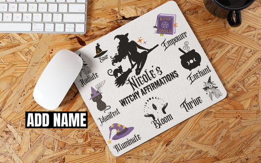 Custom Witch-Themed Affirmation Mouse Pad for her | Non-Slip Magical Desk Decor for Witches & Mystics Witchy Gift Halloween gifts for women