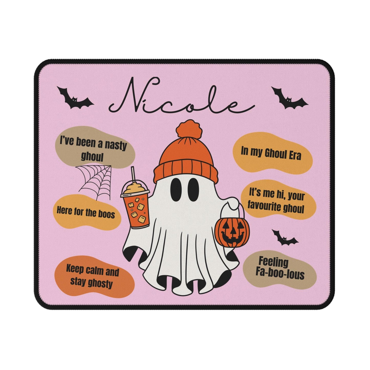 Custom Ghost-Themed Affirmation Mouse Pad for her | Non-Slip Spooky Fall Halloween Desk Decor for Ghoul Funny Halloween gifts for Men women