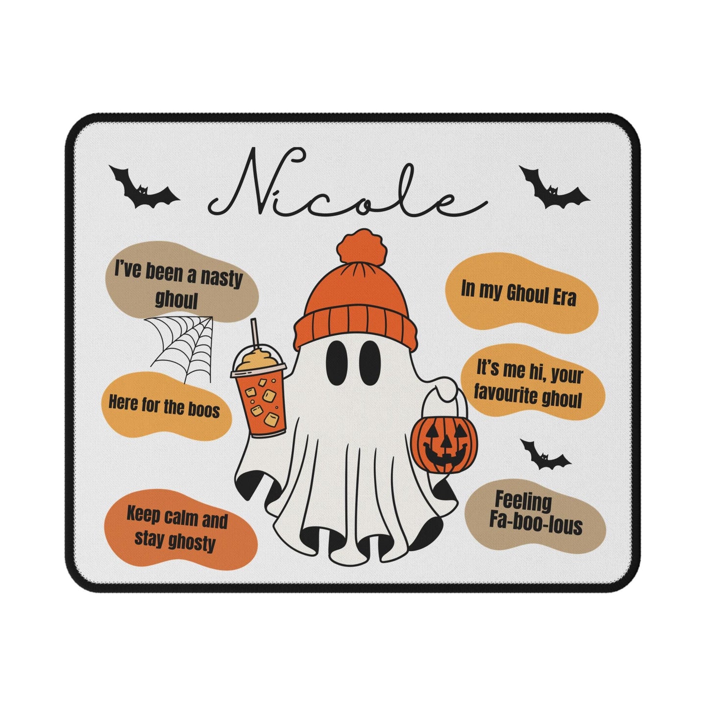 Custom Ghost-Themed Affirmation Mouse Pad for her | Non-Slip Spooky Fall Halloween Desk Decor for Ghoul Funny Halloween gifts for Men women